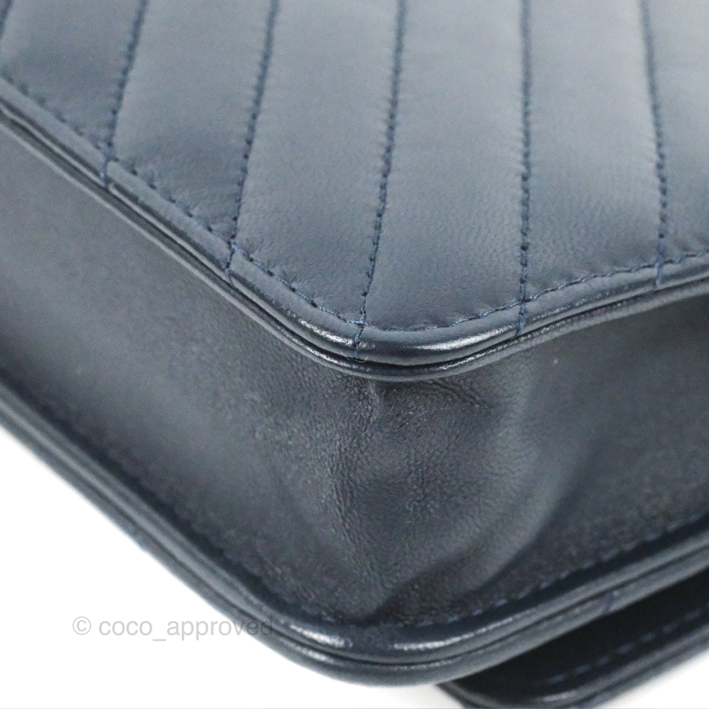 Chanel Trendy CC WOC Wallet on Chain Chevron Navy Lambskin Gold Hardware