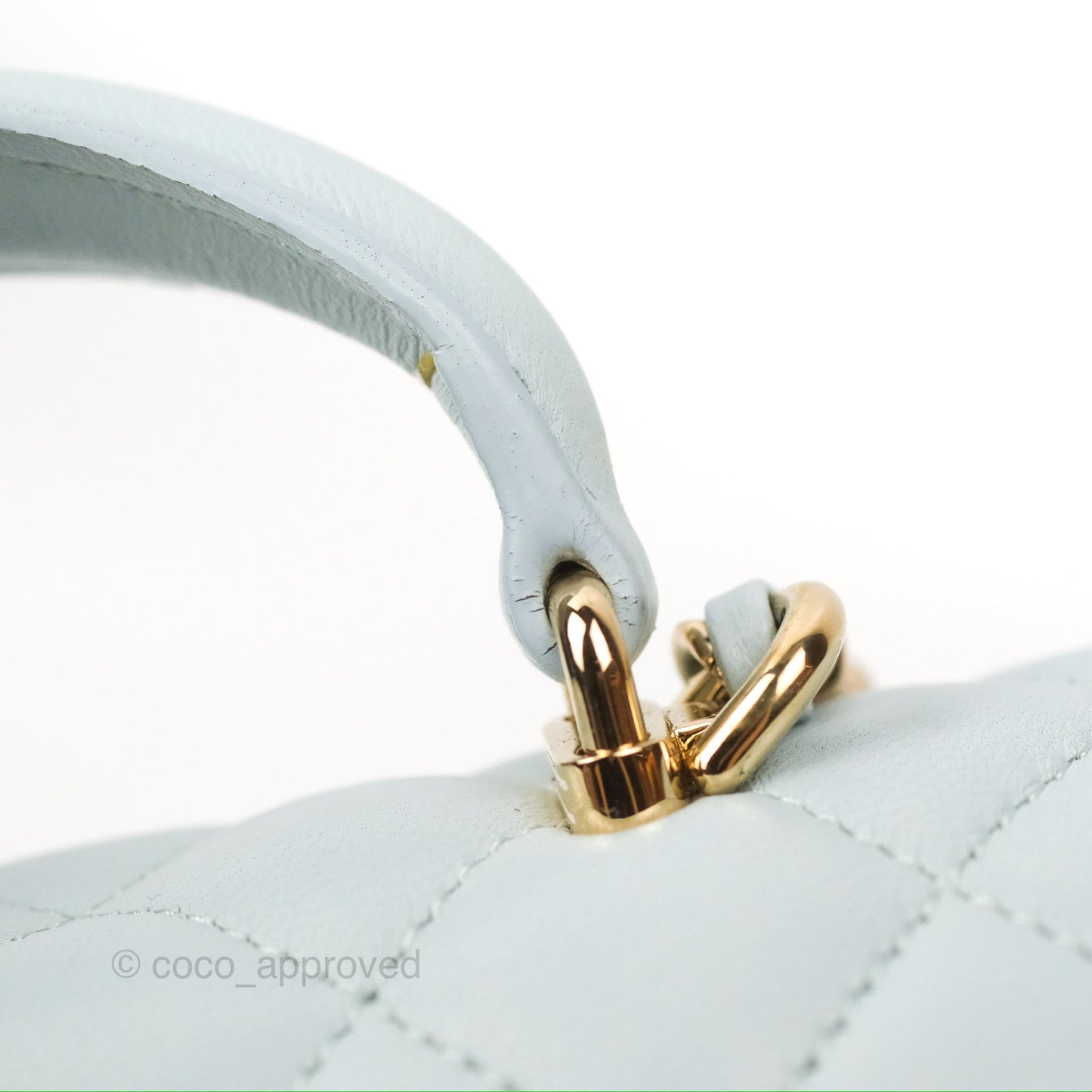 Chanel Top Handle Mini Rectangular Flap Bag Light Blue Lambskin Gold Hardware