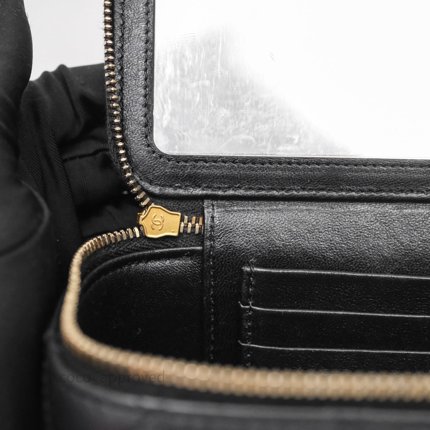 Chanel Top Handle Vanity Rectangular Black Lambskin Aged Gold Hardware