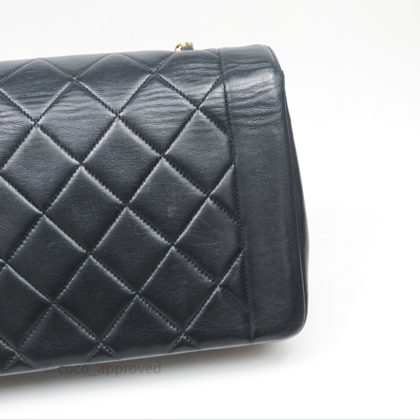 Chanel Vintage Medium Classic Diana Flap Bag Black Lambskin 24K Gold Hardware