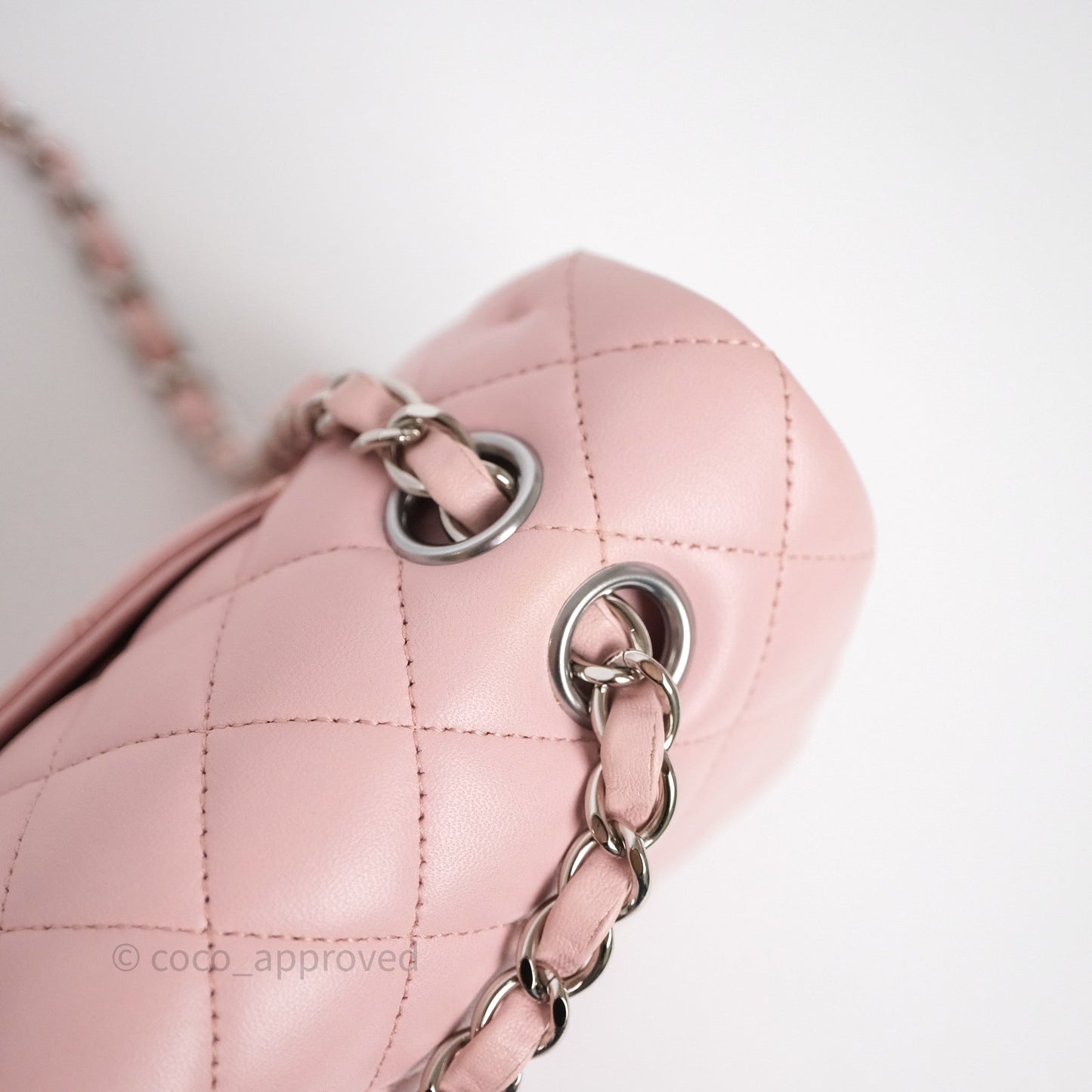 Chanel Classic M/L Medium Flap Quilted Pink Lambskin Silver Hardware