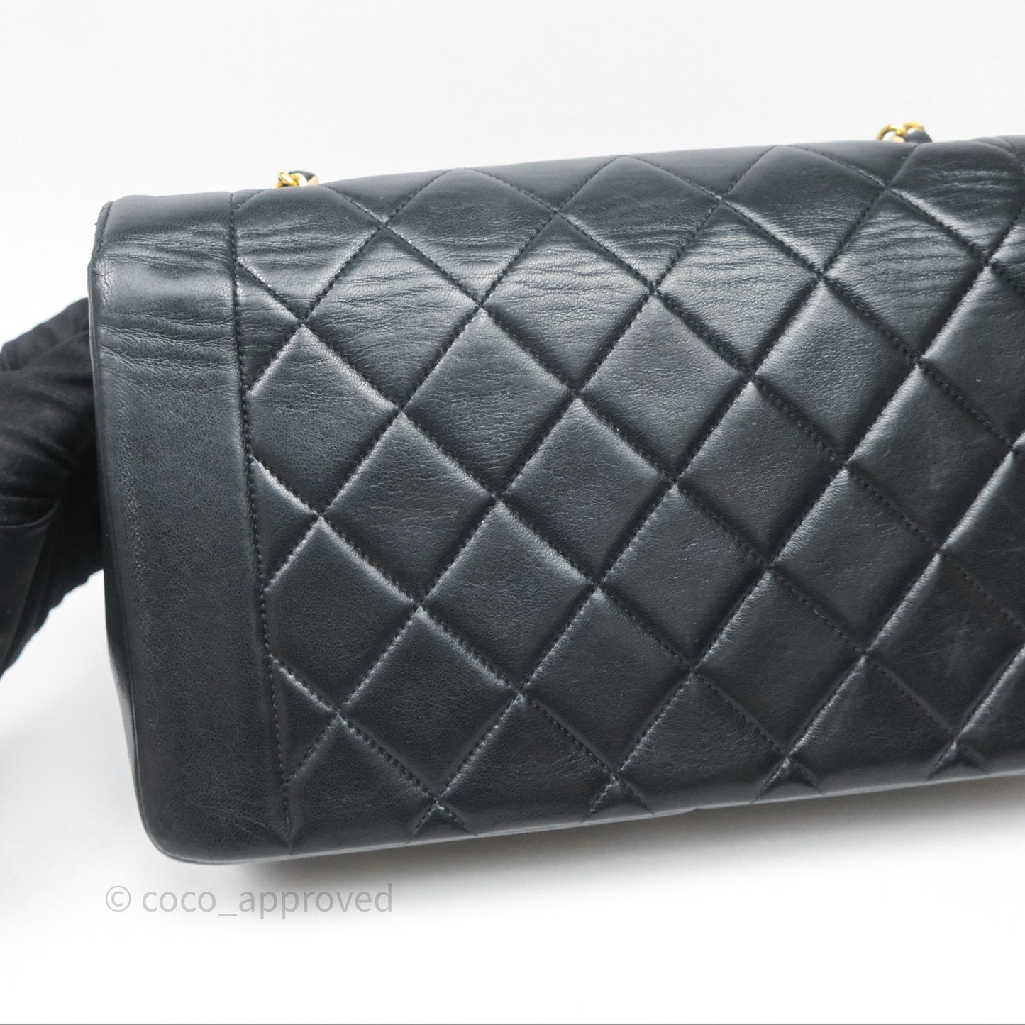Chanel Vintage Medium Classic Diana Flap Bag Black Lambskin 24K Gold Hardware