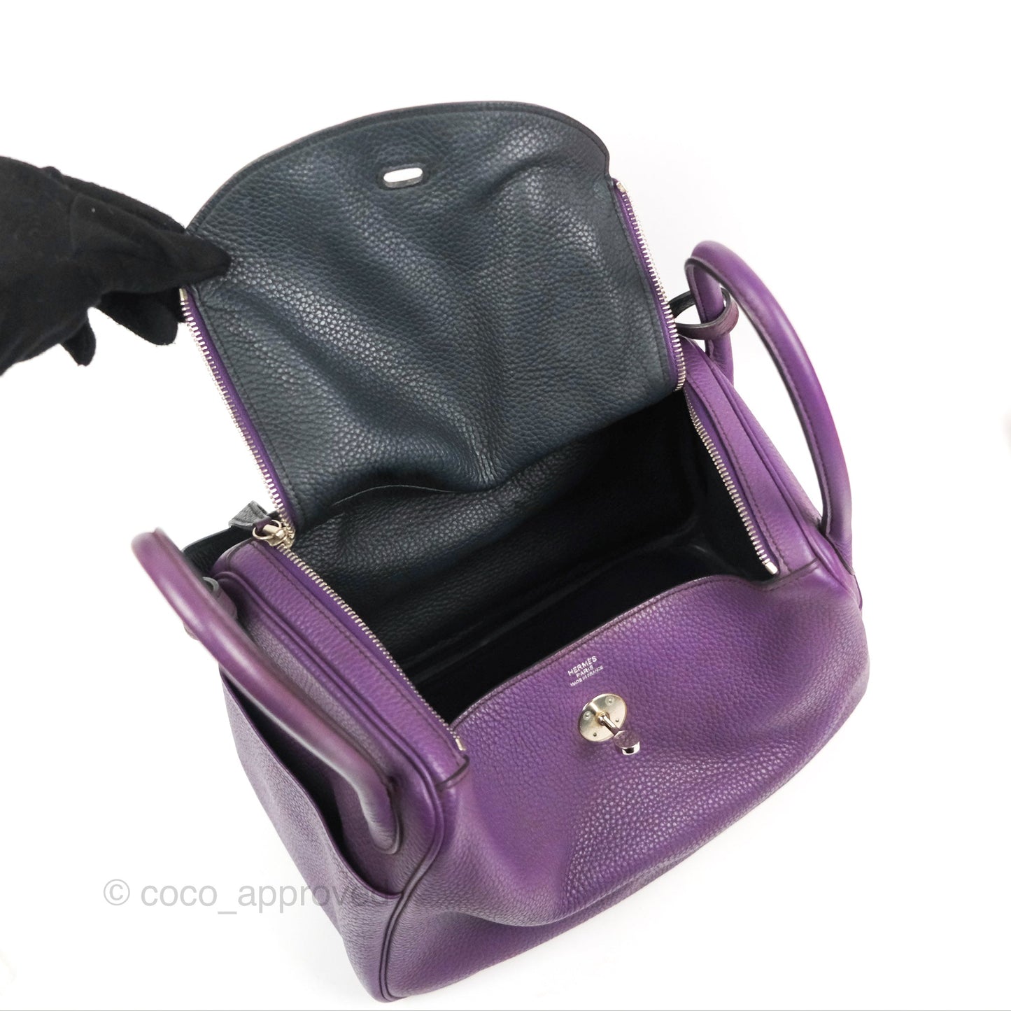 Hermès Lindy 30 Purple Clemence Palladium Hardware
