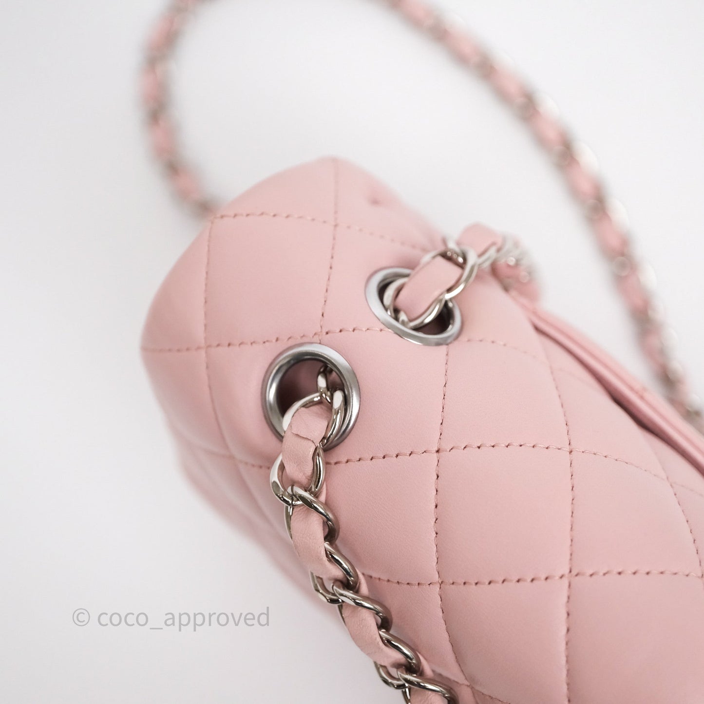 Chanel Classic M/L Medium Flap Quilted Pink Lambskin Silver Hardware