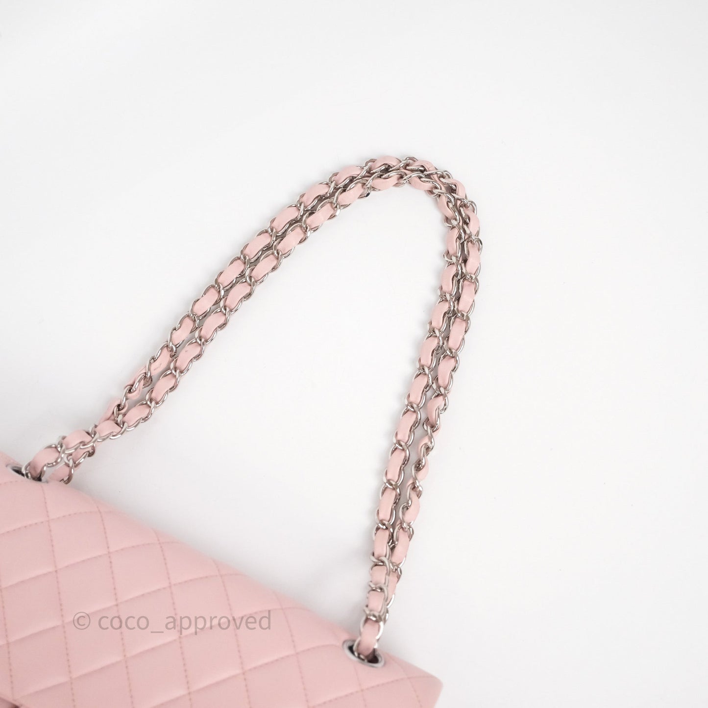 Chanel Classic M/L Medium Flap Quilted Pink Lambskin Silver Hardware