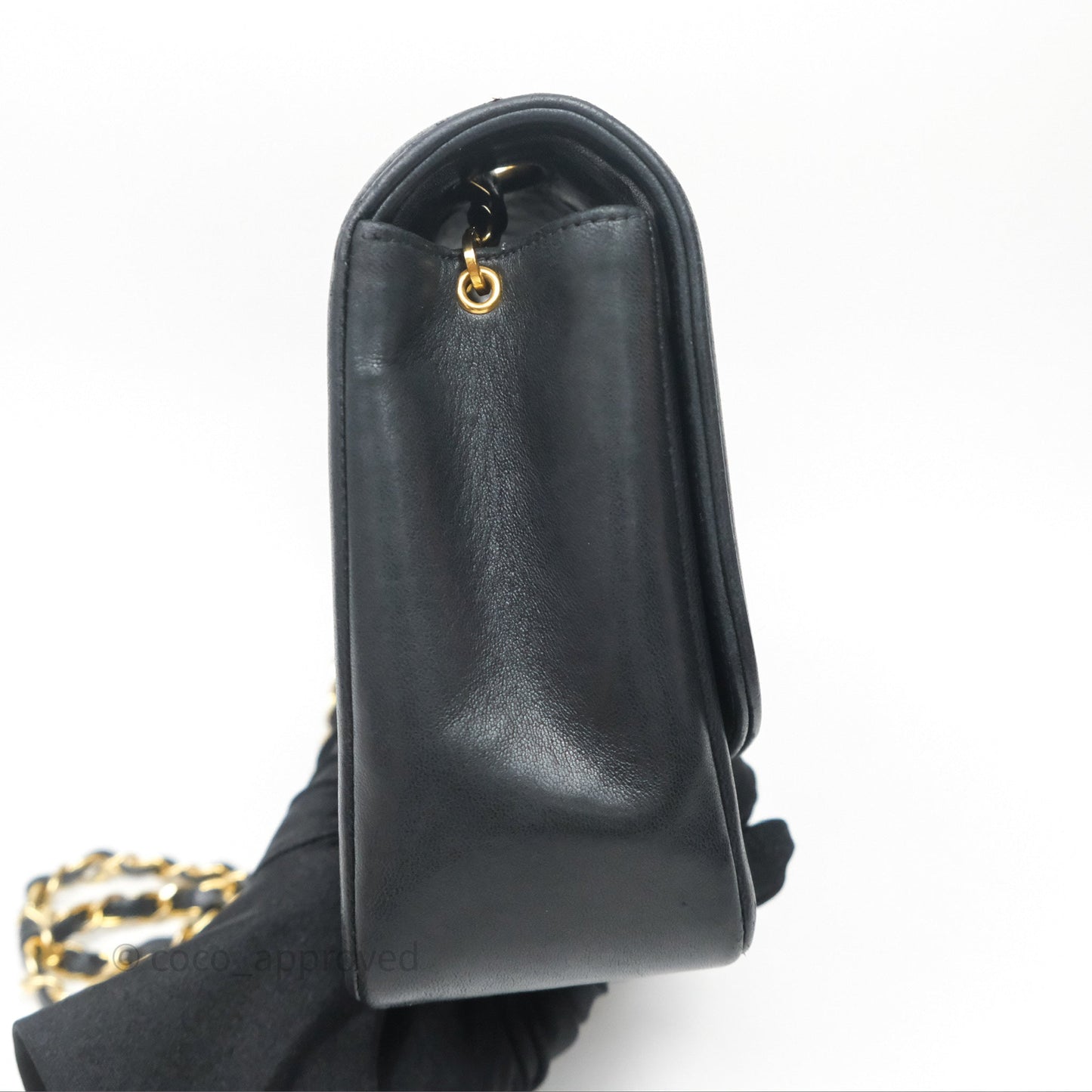 Chanel Vintage Medium Classic Diana Flap Bag Black Lambskin 24K Gold Hardware