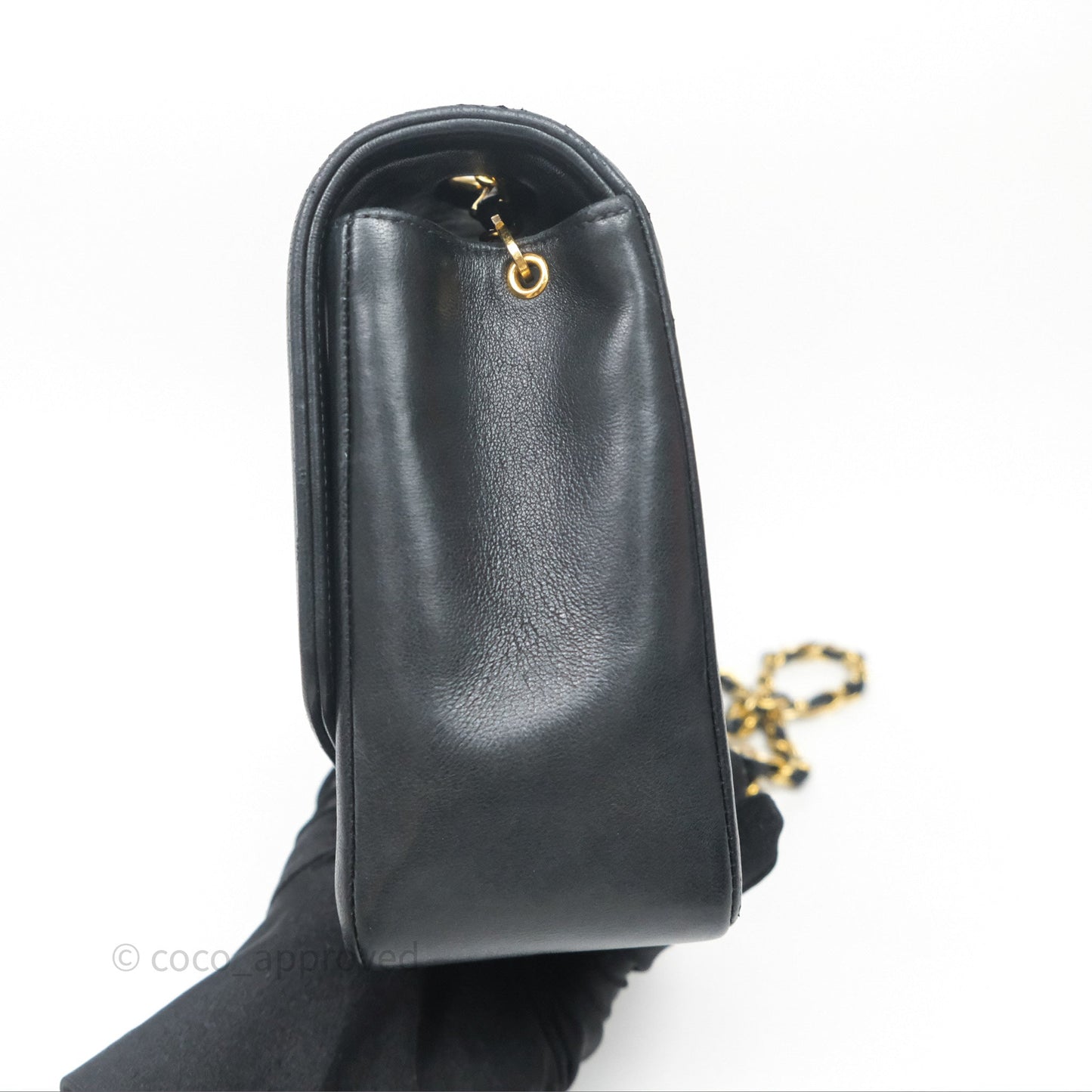 Chanel Vintage Medium Classic Diana Flap Bag Black Lambskin 24K Gold Hardware