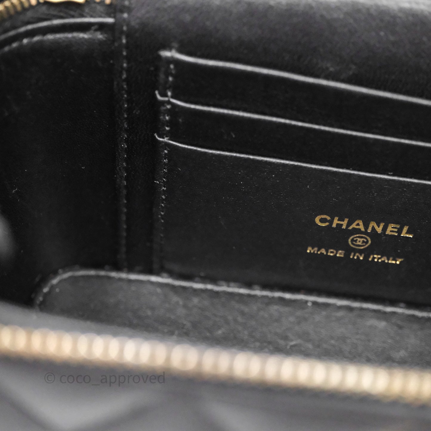 Chanel Top Handle Vanity Rectangular Black Lambskin Aged Gold Hardware
