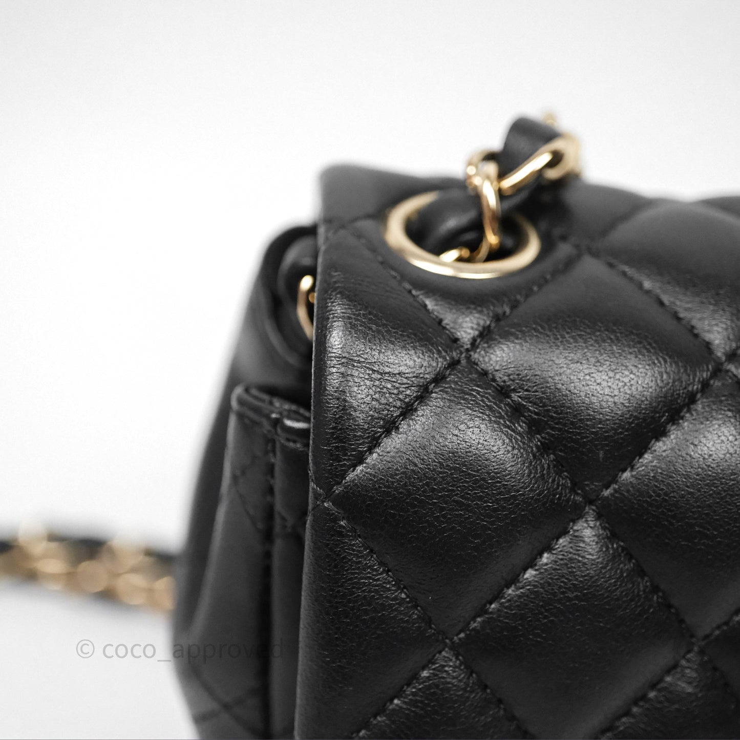 Chanel Mini Square Black Lambskin Gold Hardware