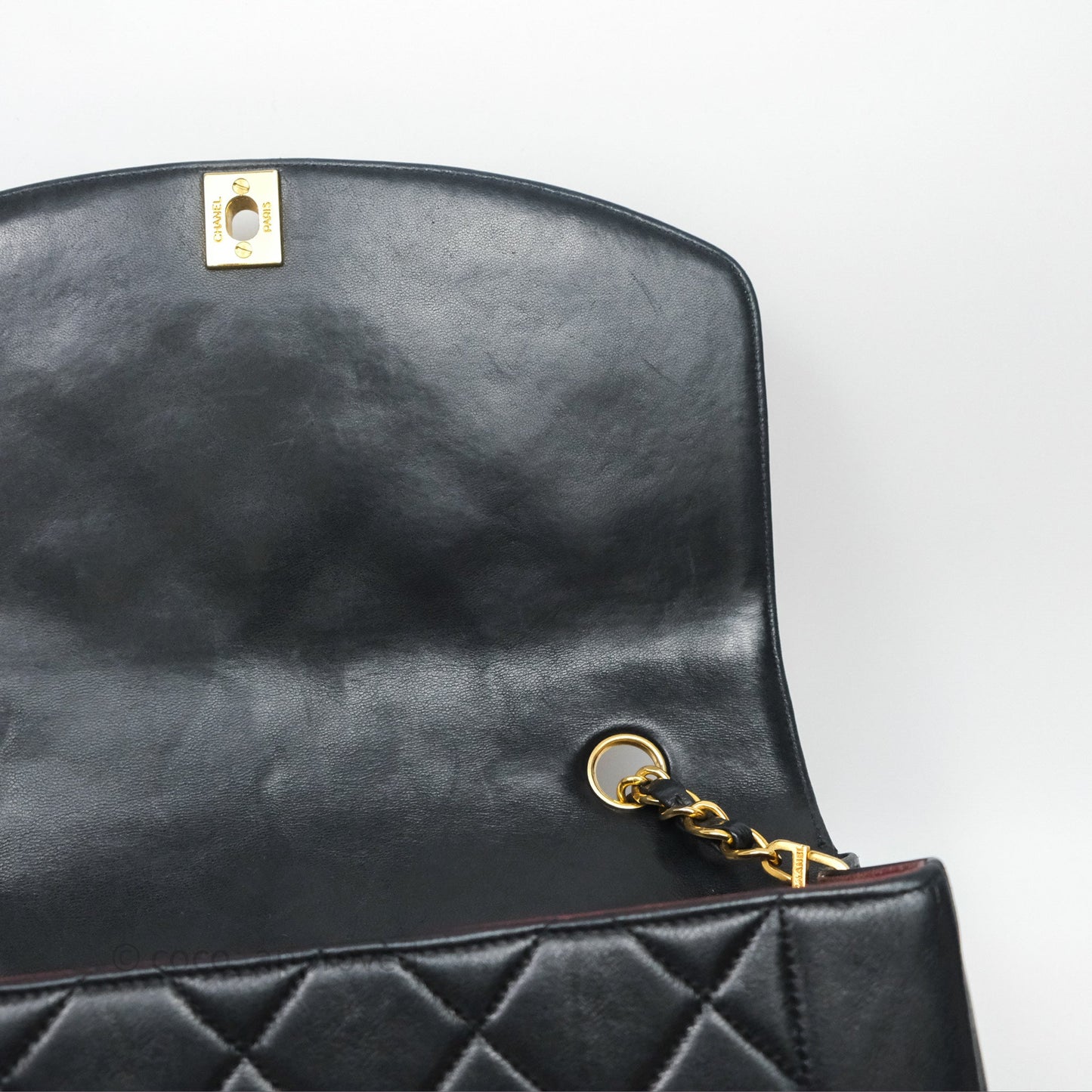 Chanel Vintage Medium Classic Diana Flap Bag Black Lambskin 24K Gold Hardware