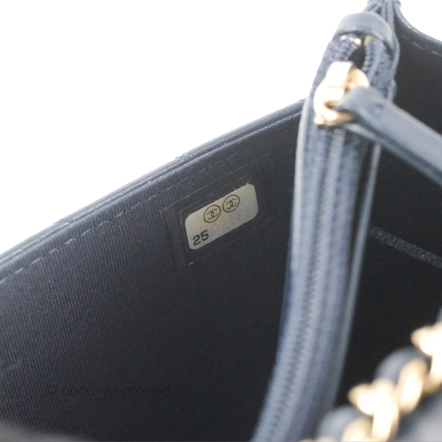 Chanel Trendy CC WOC Wallet on Chain Chevron Navy Lambskin Gold Hardware
