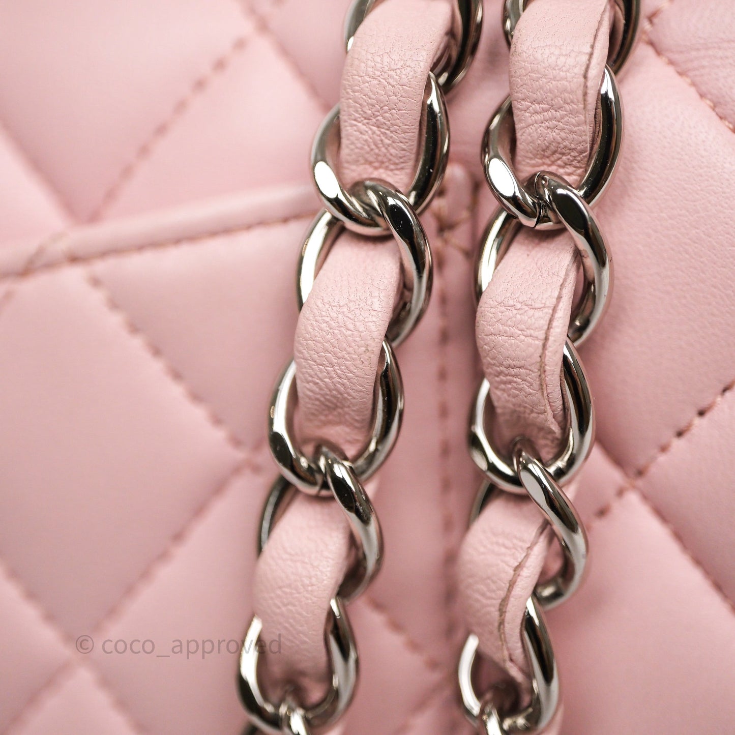 Chanel Classic M/L Medium Flap Quilted Pink Lambskin Silver Hardware