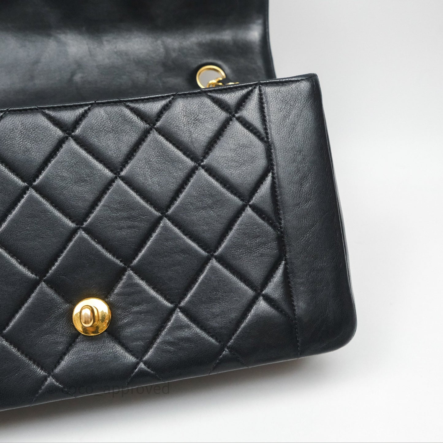 Chanel Vintage Medium Classic Diana Flap Bag Black Lambskin 24K Gold Hardware