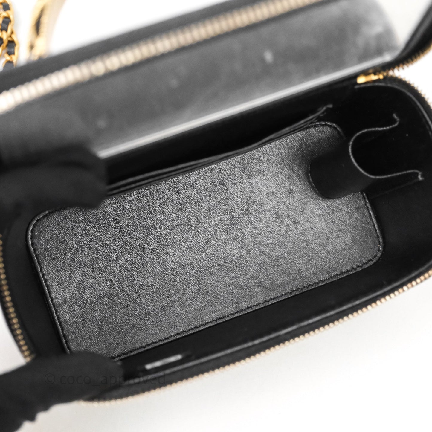 Chanel Top Handle Vanity Rectangular Black Lambskin Aged Gold Hardware