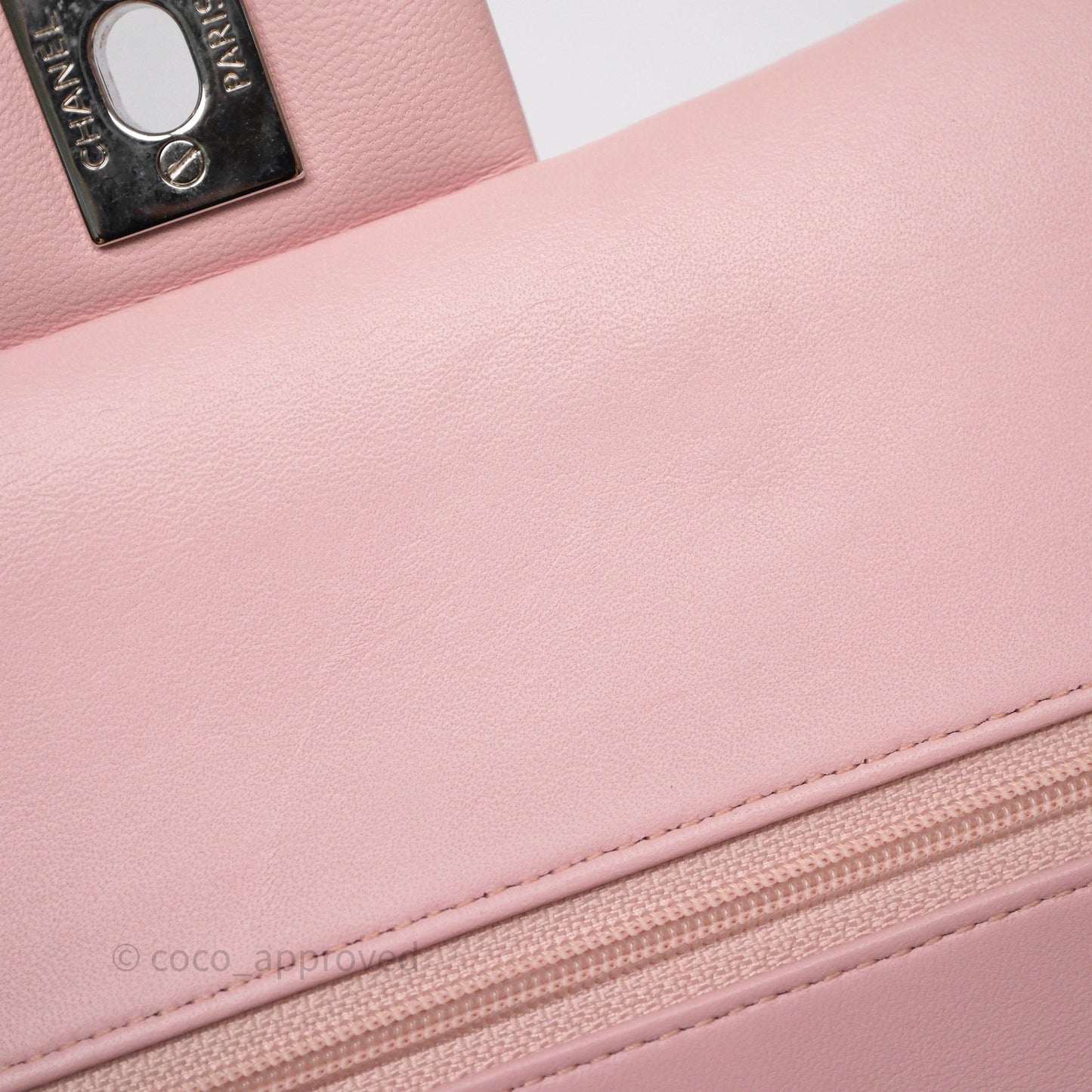 Chanel Classic M/L Medium Flap Quilted Pink Lambskin Silver Hardware