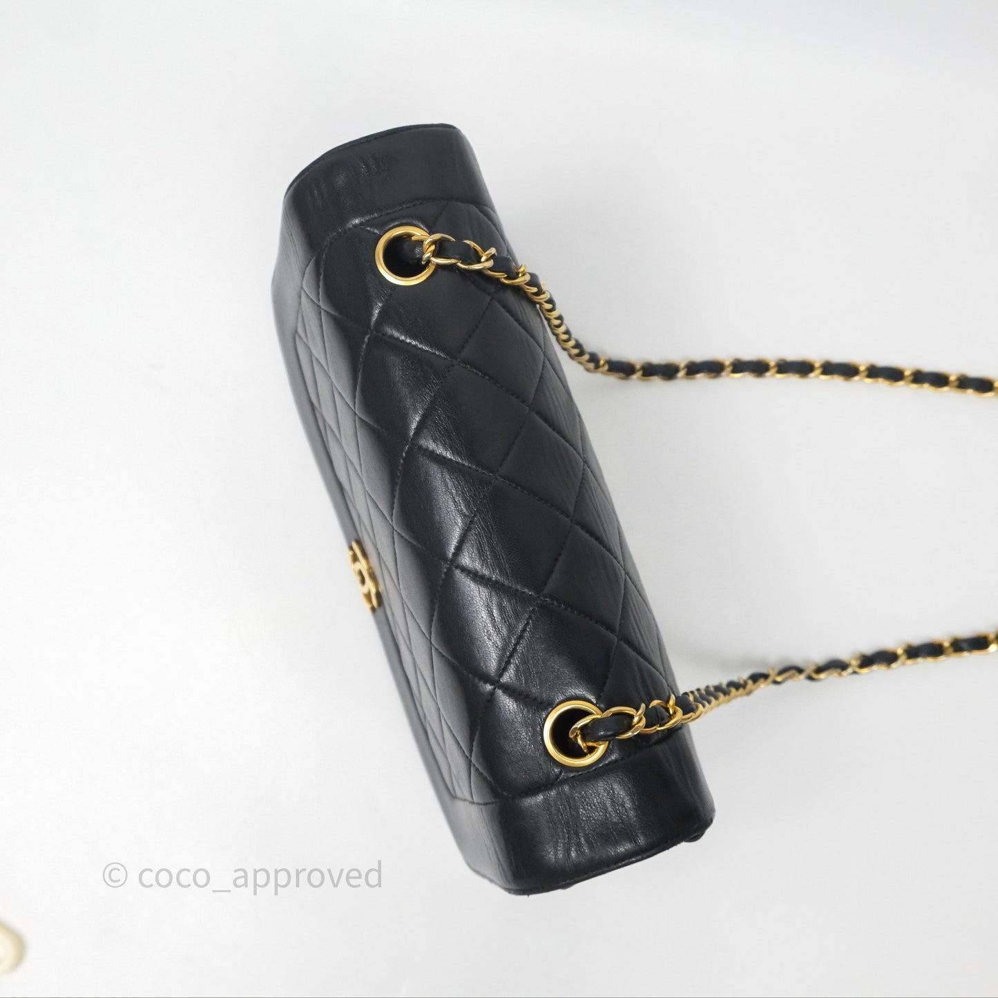 Chanel Vintage Medium Classic Diana Flap Bag Black Lambskin 24K Gold Hardware