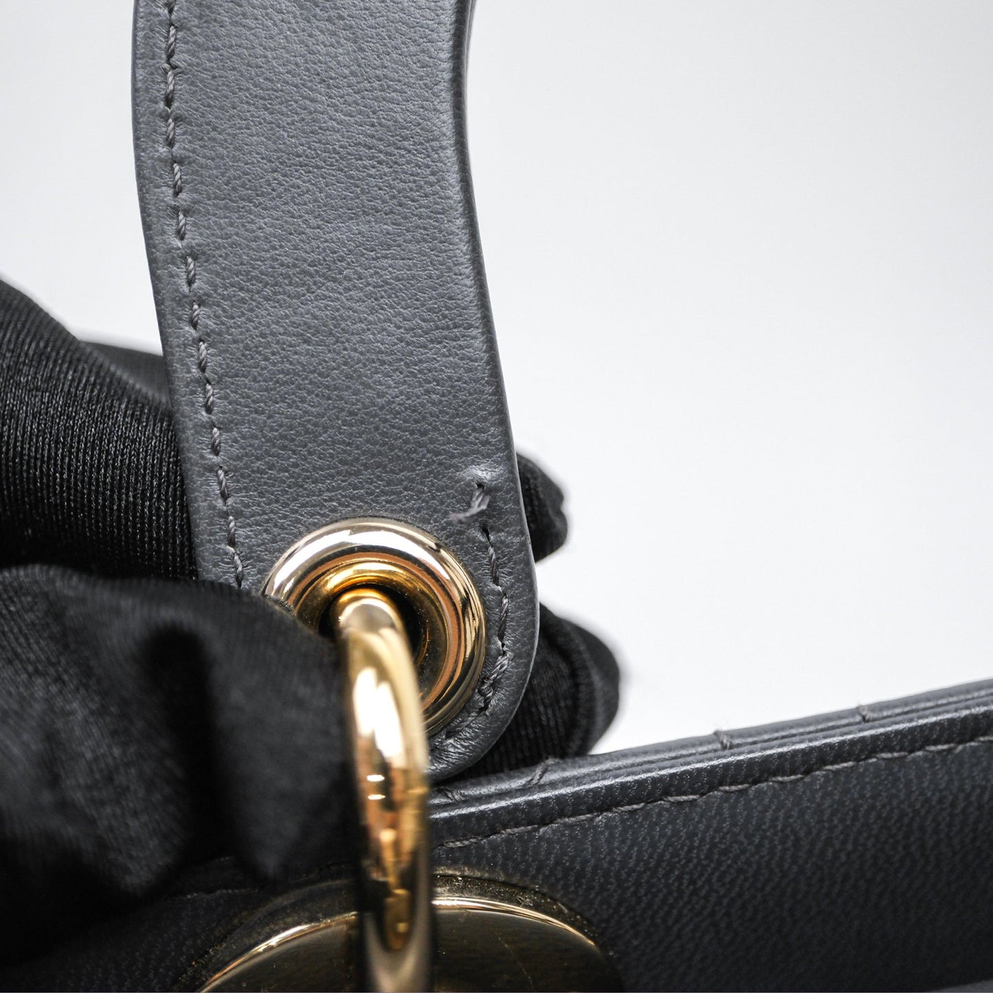 Christian Dior Small Lady Dior My ABCDior Bag Dark Grey Cannage Lambskin