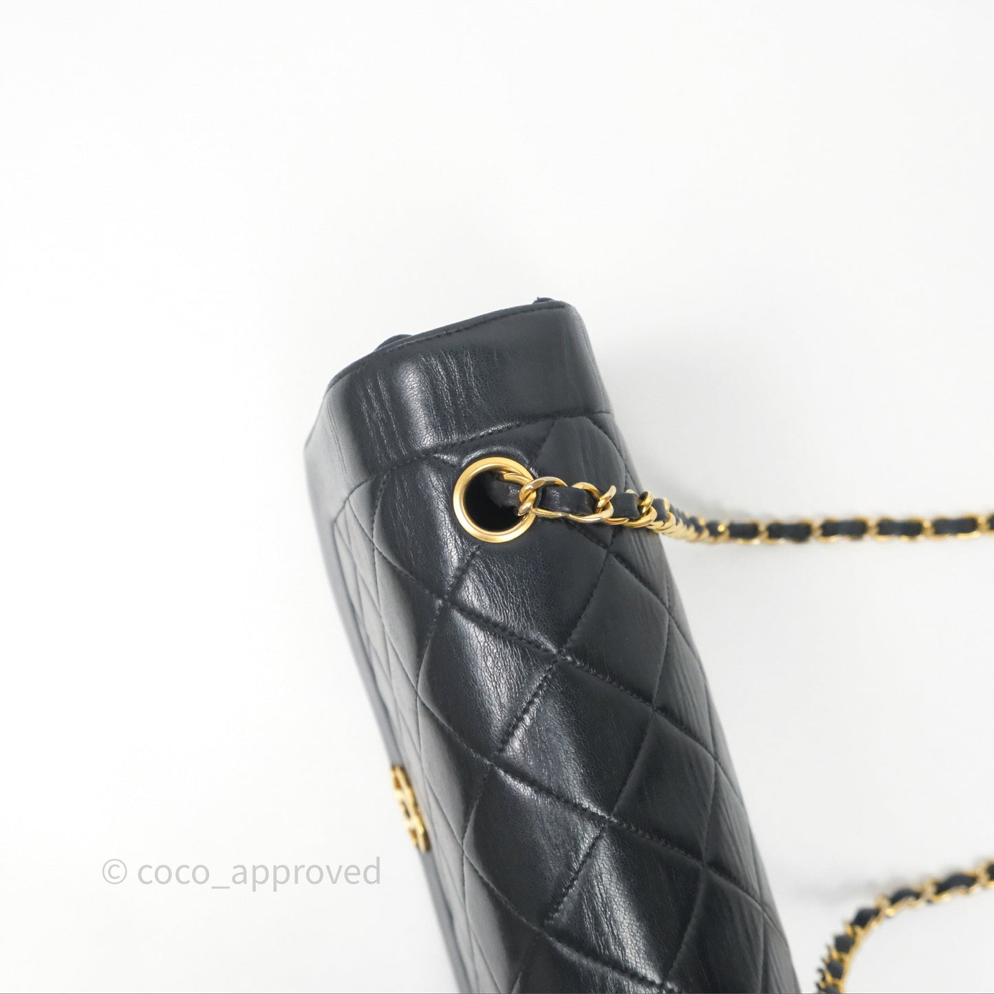 Chanel Vintage Medium Classic Diana Flap Bag Black Lambskin 24K Gold Hardware