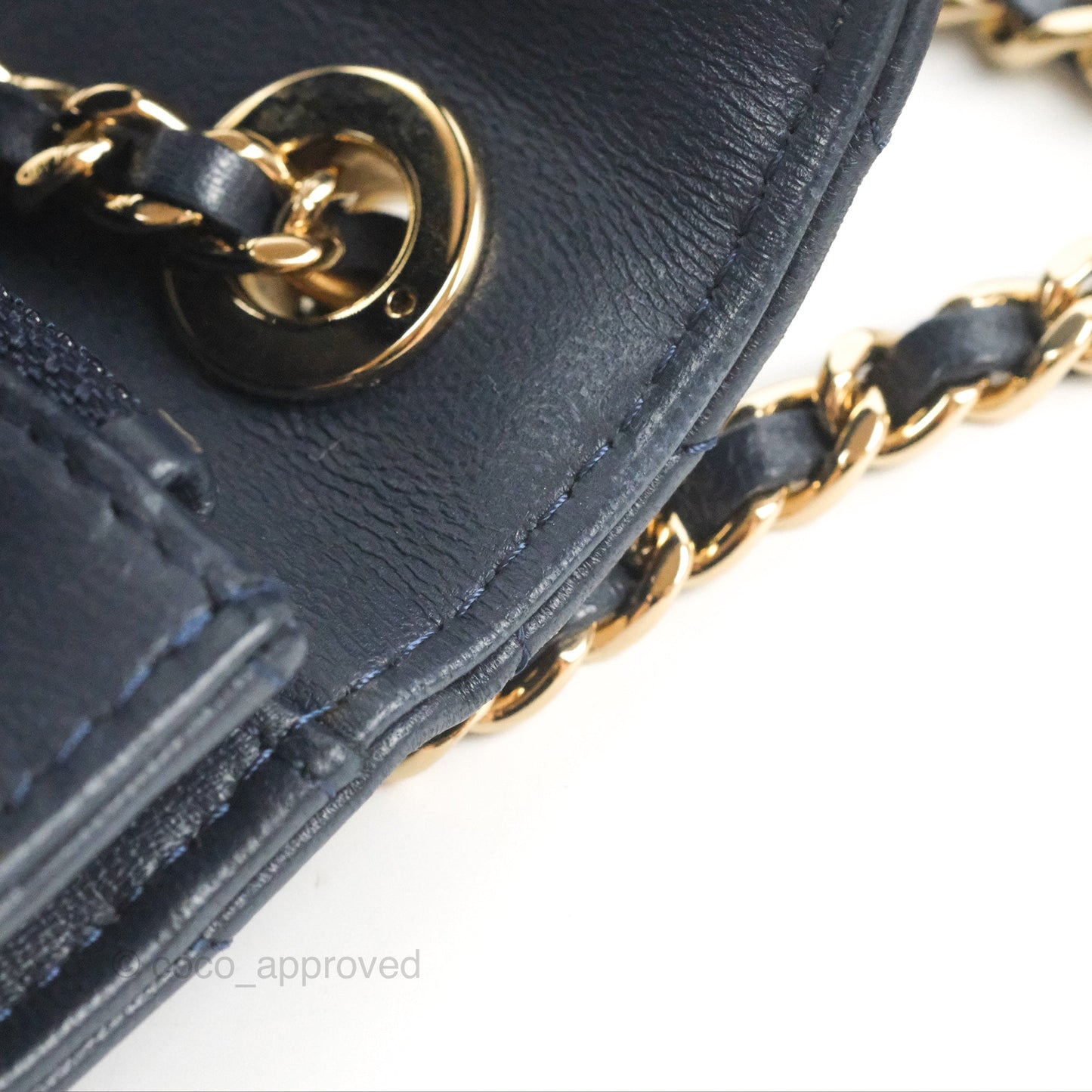 Chanel Trendy CC WOC Wallet on Chain Chevron Navy Lambskin Gold Hardware