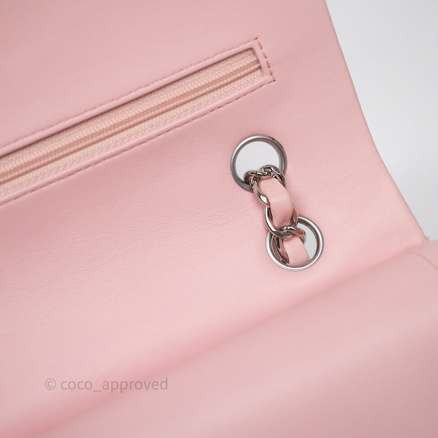 Chanel Classic M/L Medium Flap Quilted Pink Lambskin Silver Hardware