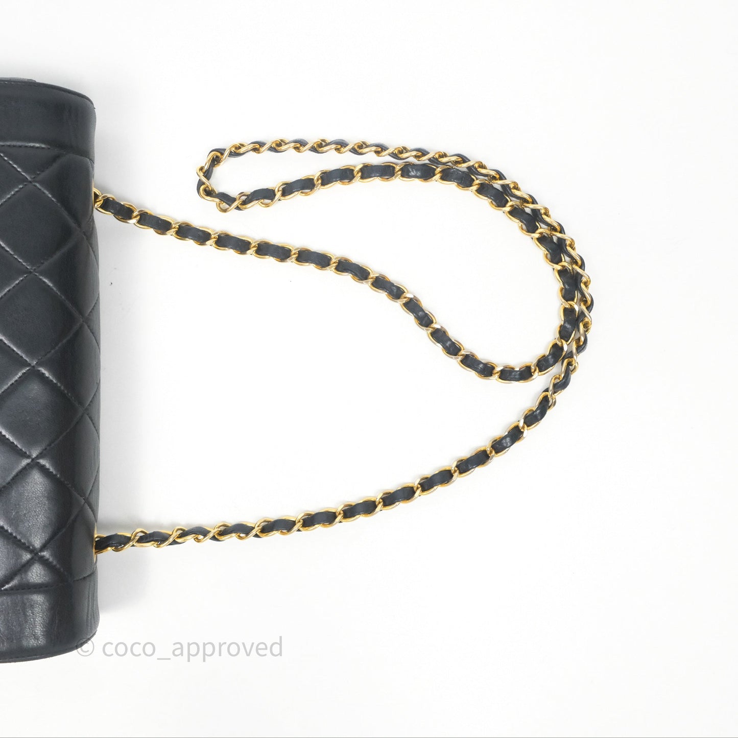 Chanel Vintage Medium Classic Diana Flap Bag Black Lambskin 24K Gold Hardware