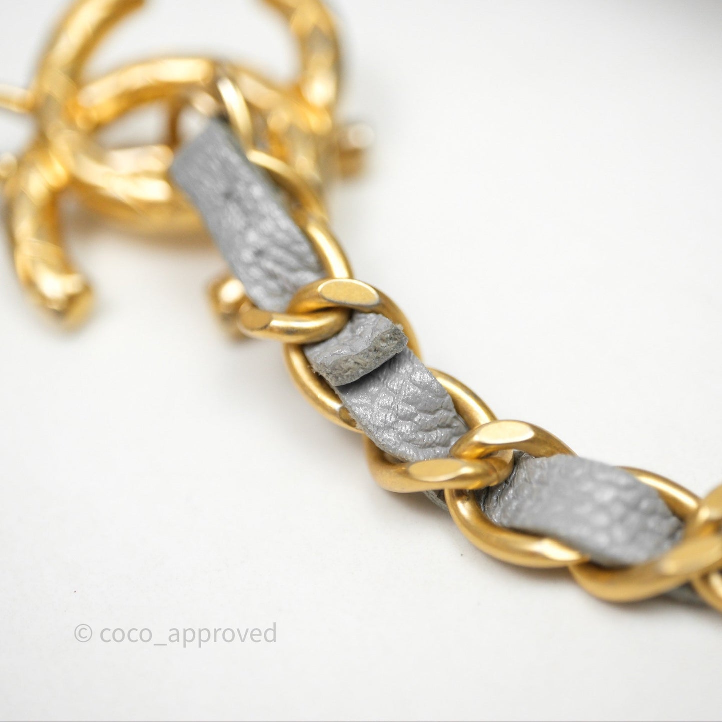 Chanel Wallet On Chain WOC Adjustable CC Chain Grey Iridescent Caviar Aged Gold Hardware