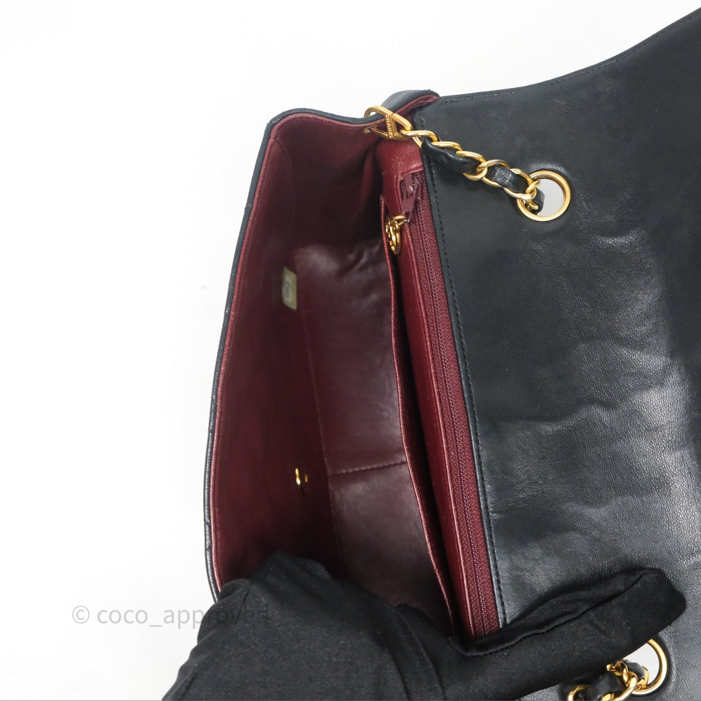 Chanel Vintage Medium Classic Diana Flap Bag Black Lambskin 24K Gold Hardware