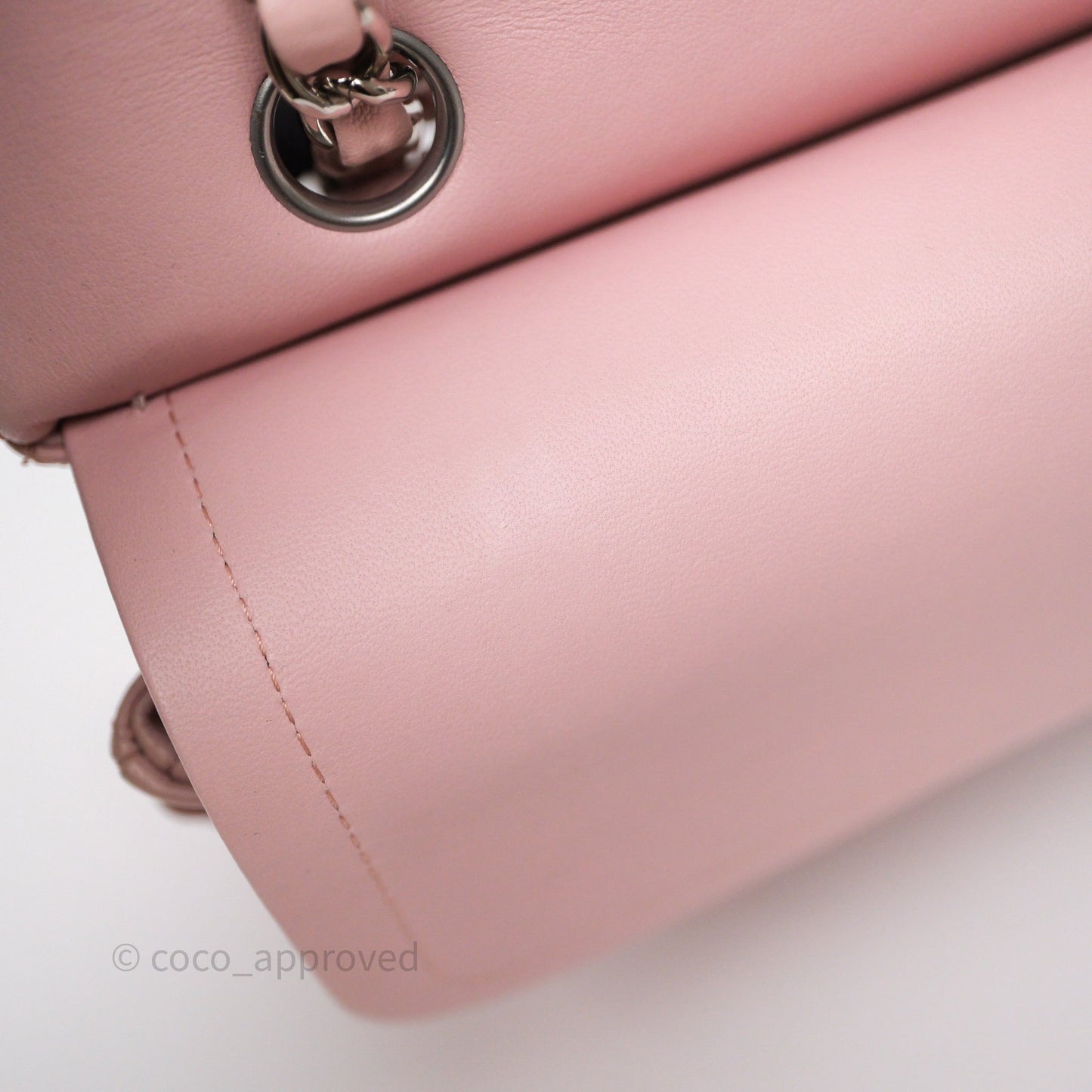 Chanel Classic M/L Medium Flap Quilted Pink Lambskin Silver Hardware