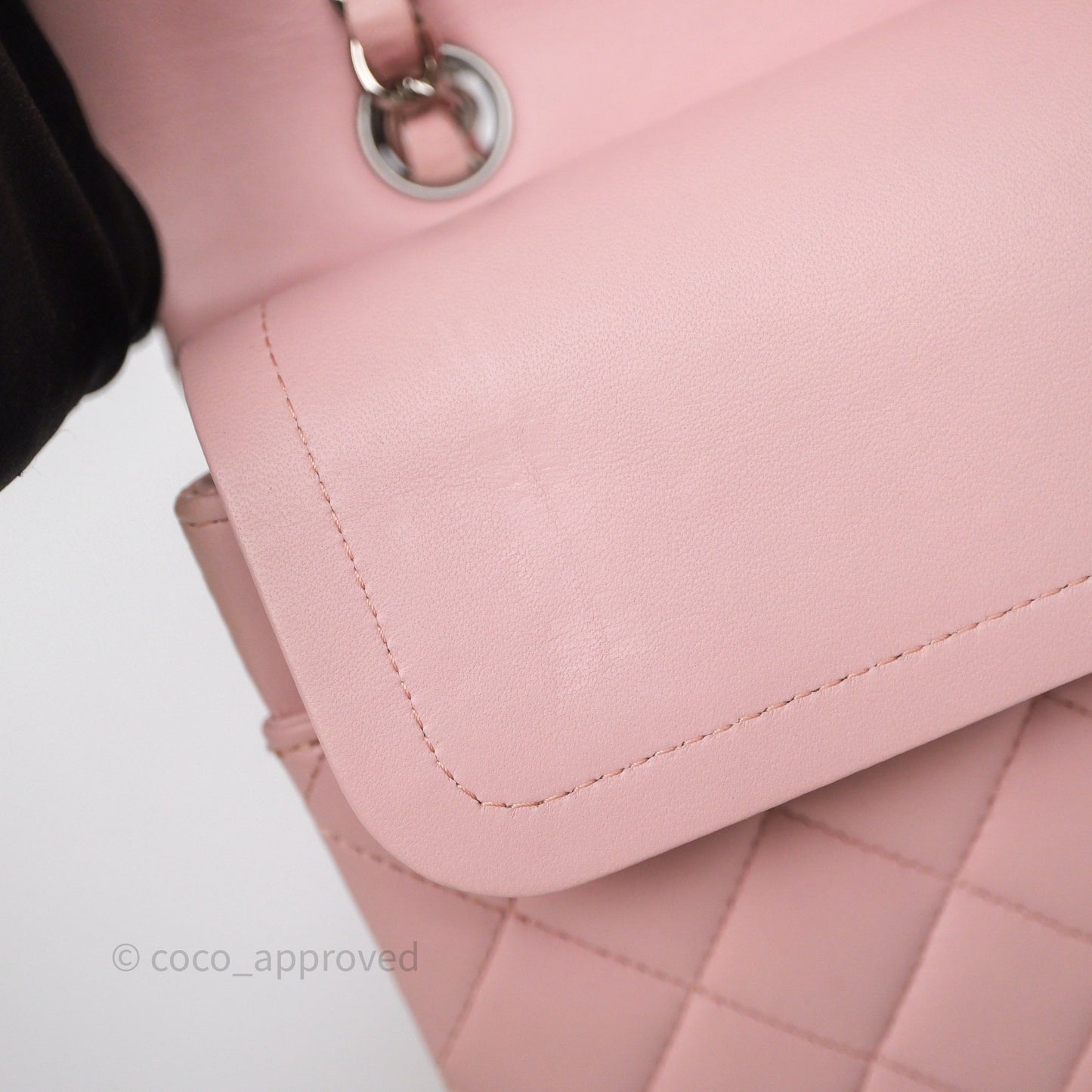 Chanel Classic M/L Medium Flap Quilted Pink Lambskin Silver Hardware
