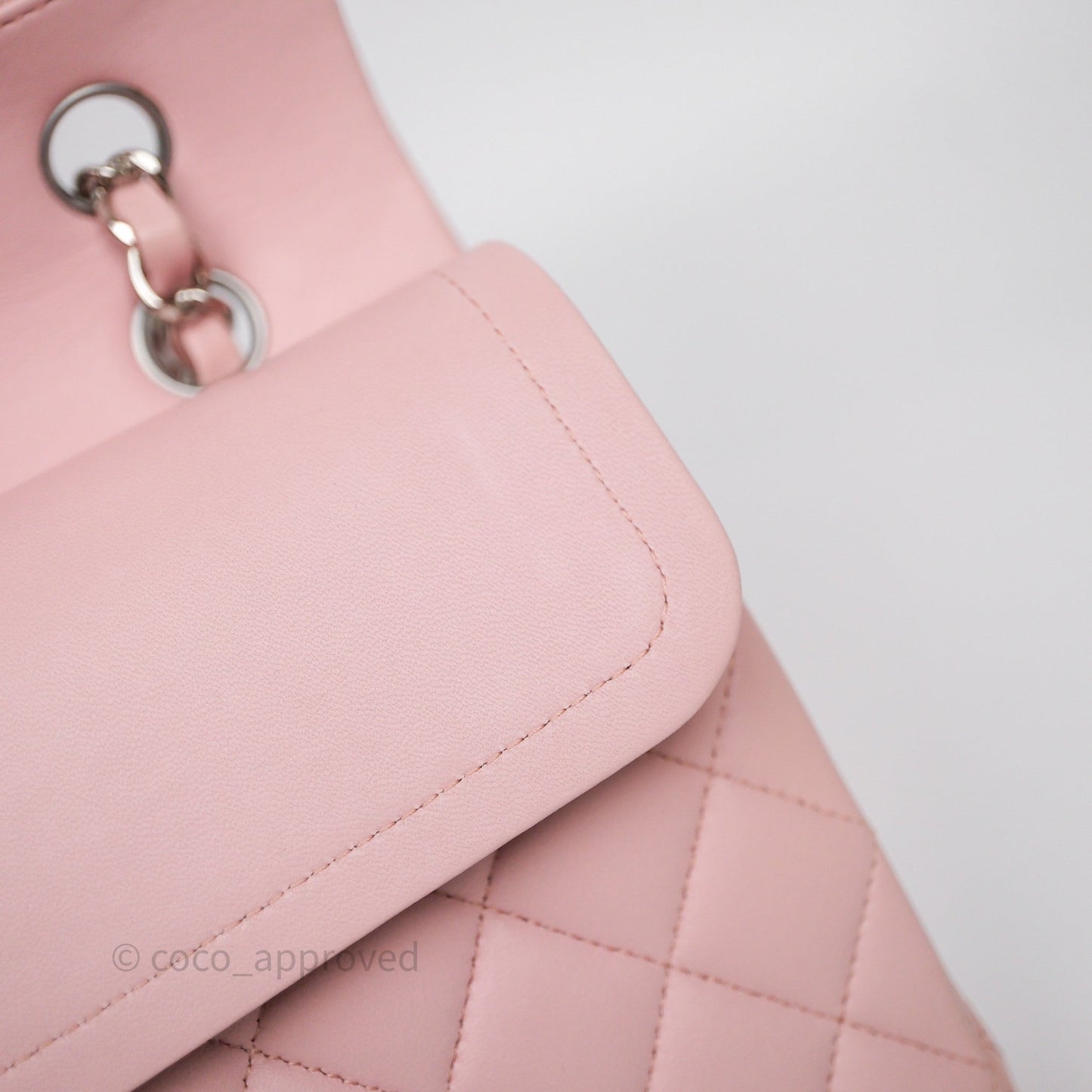 Chanel Classic M/L Medium Flap Quilted Pink Lambskin Silver Hardware