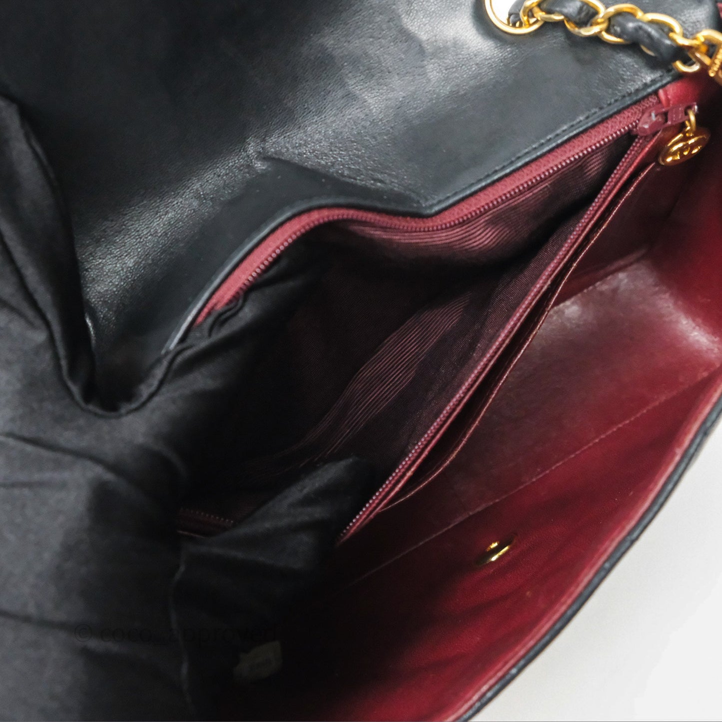 Chanel Vintage Medium Classic Diana Flap Bag Black Lambskin 24K Gold Hardware