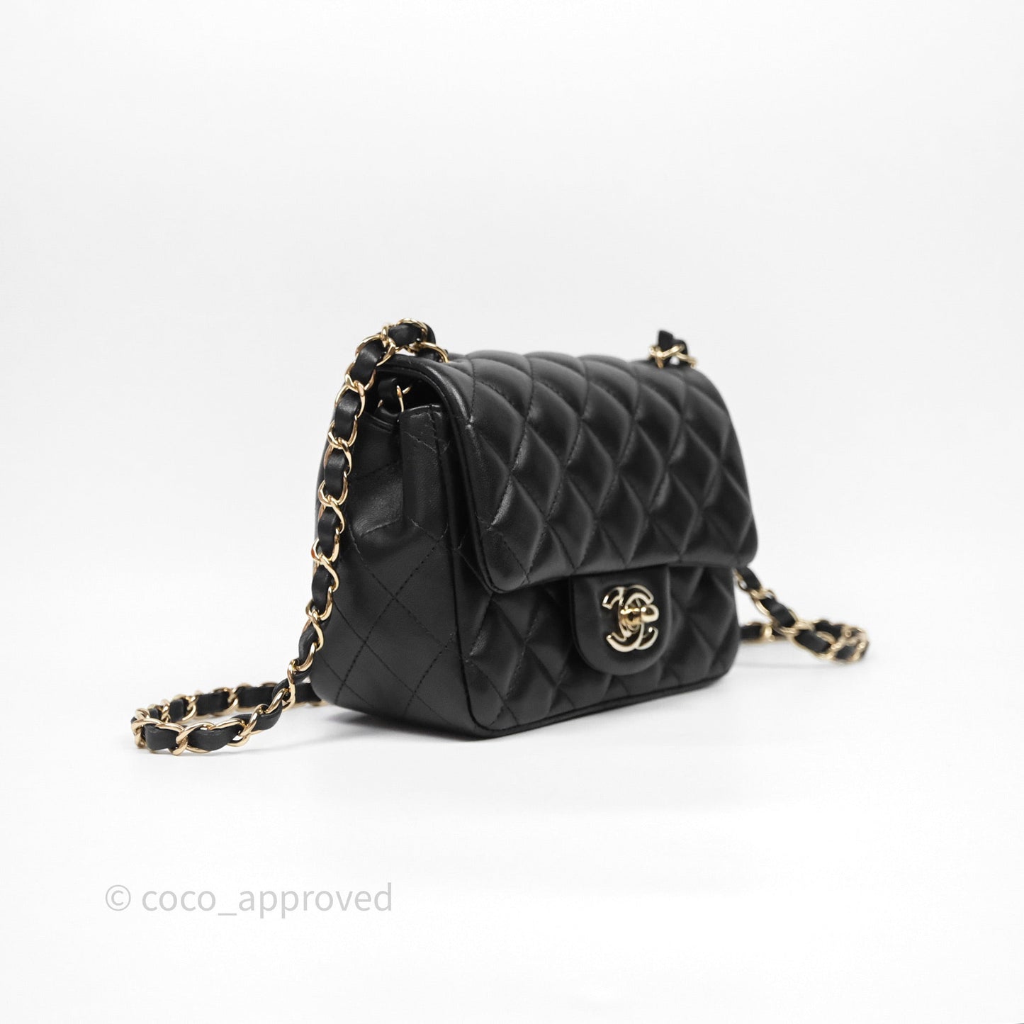 Chanel Mini Square Black Lambskin Gold Hardware