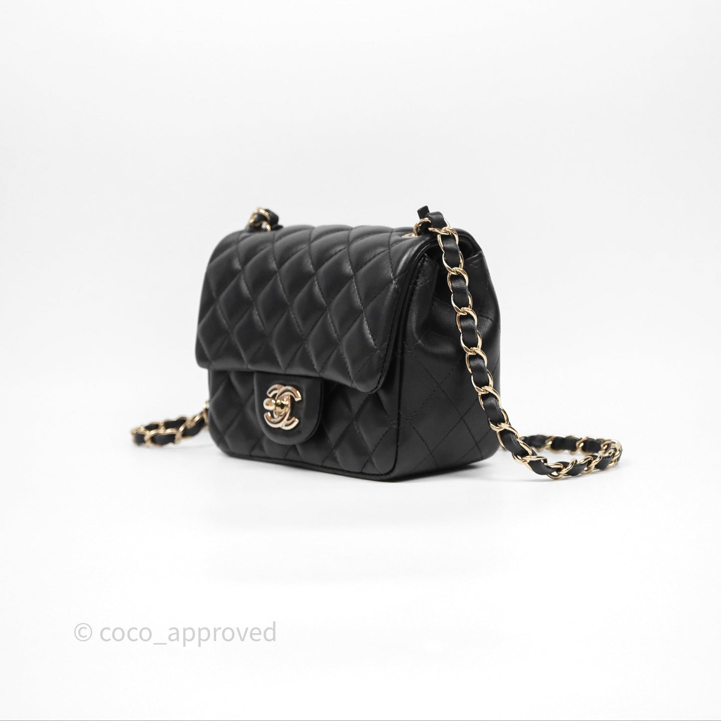 Chanel Mini Square Black Lambskin Gold Hardware