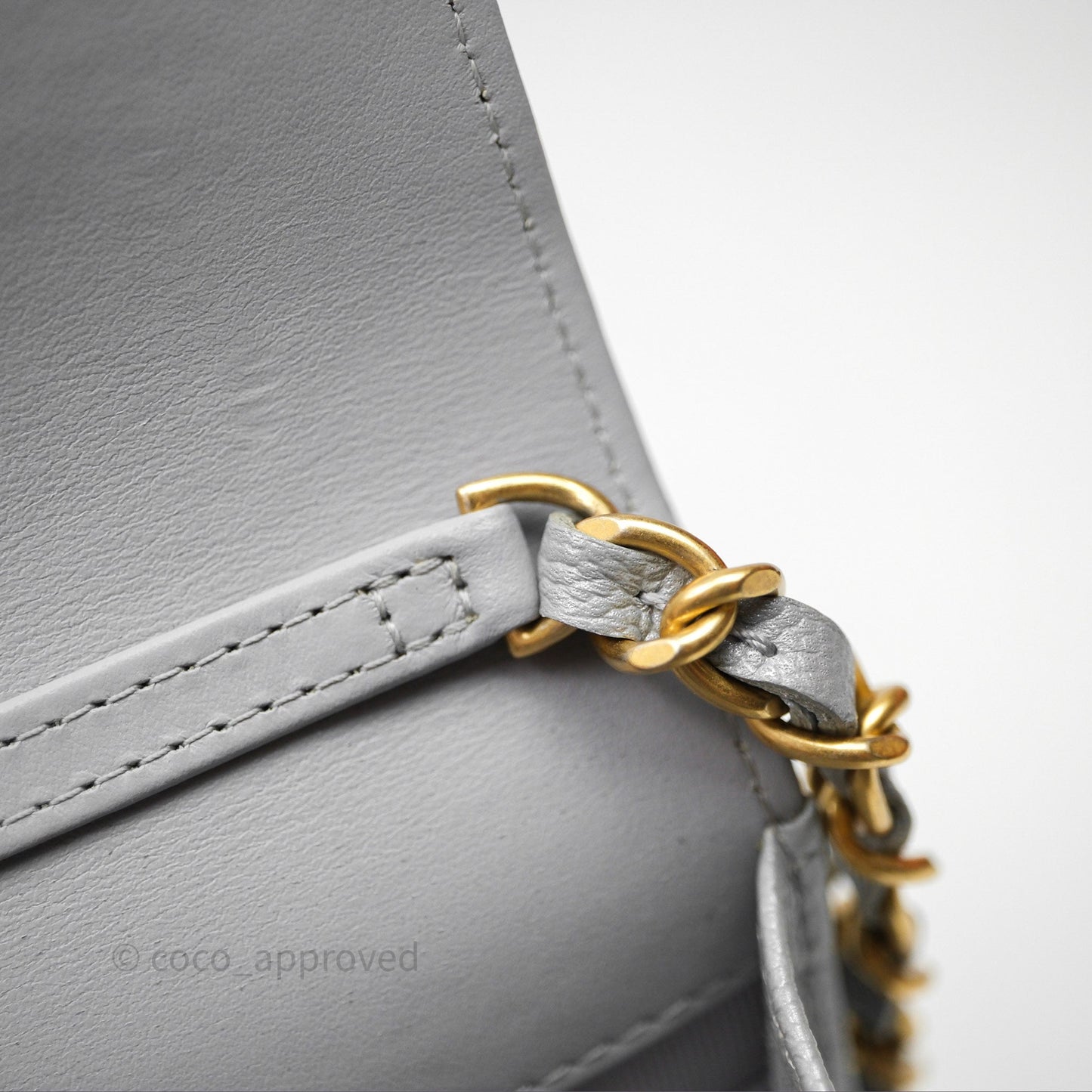Chanel Wallet On Chain WOC Adjustable CC Chain Grey Iridescent Caviar Aged Gold Hardware
