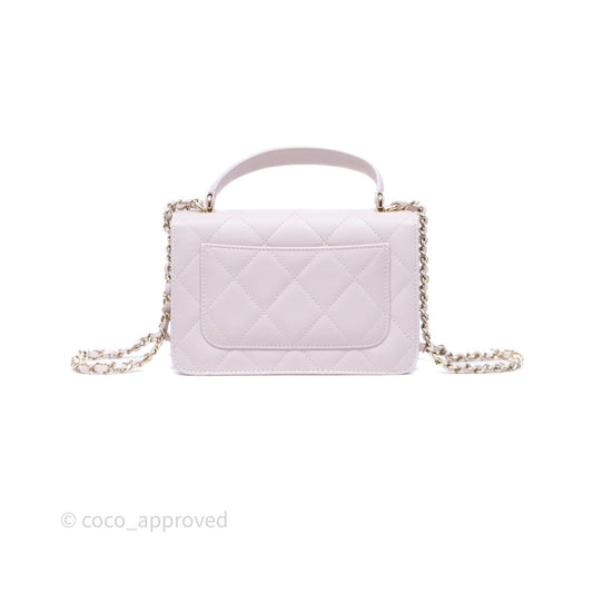 Chanel Small Coco Lady Quilted Flap Bag With Top Handle Light Pink Calfskin Gold Hardware