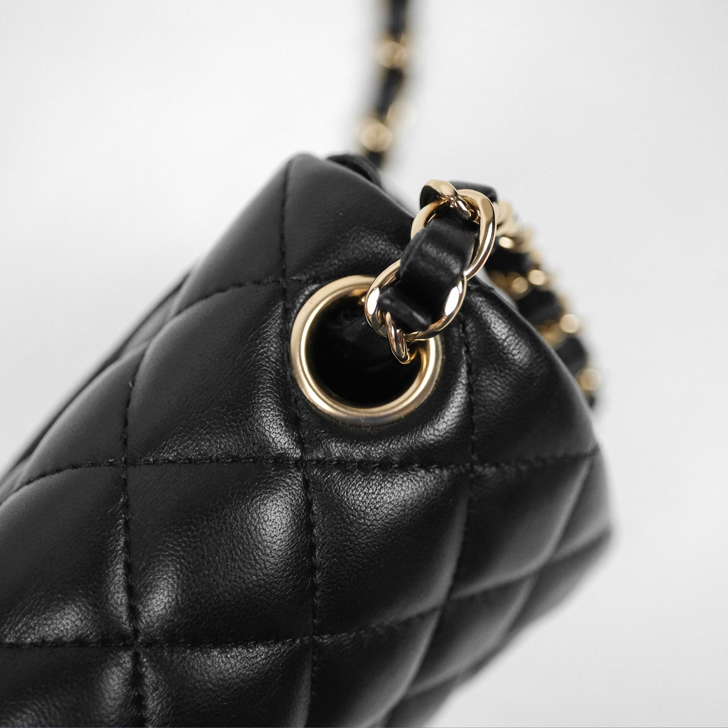 Chanel Mini Square Black Lambskin Gold Hardware