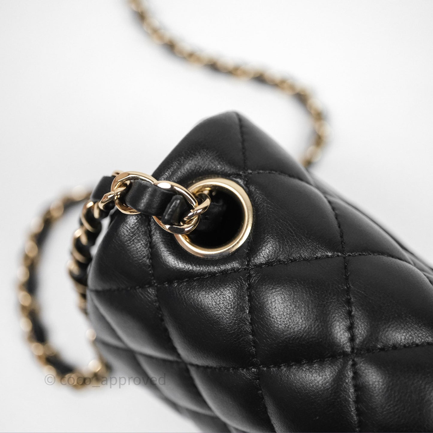 Chanel Mini Square Black Lambskin Gold Hardware