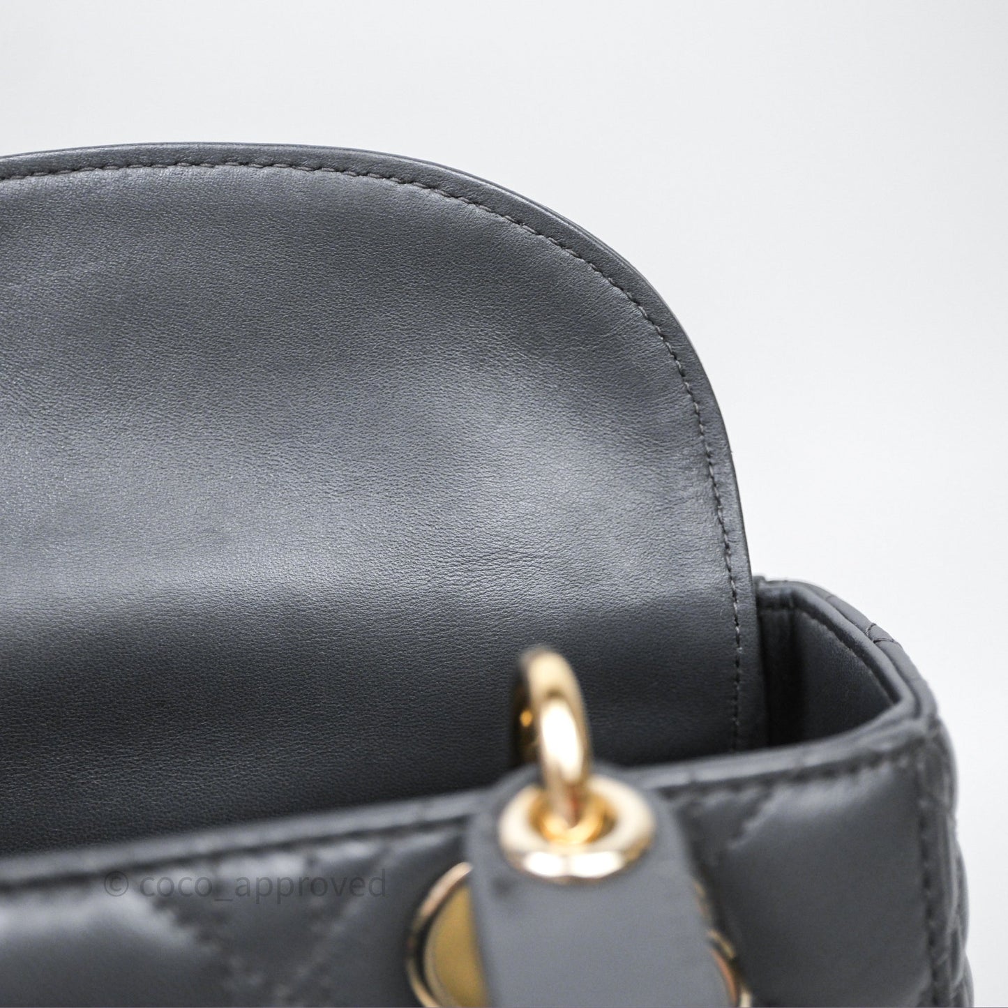 Christian Dior Small Lady Dior My ABCDior Bag Dark Grey Cannage Lambskin