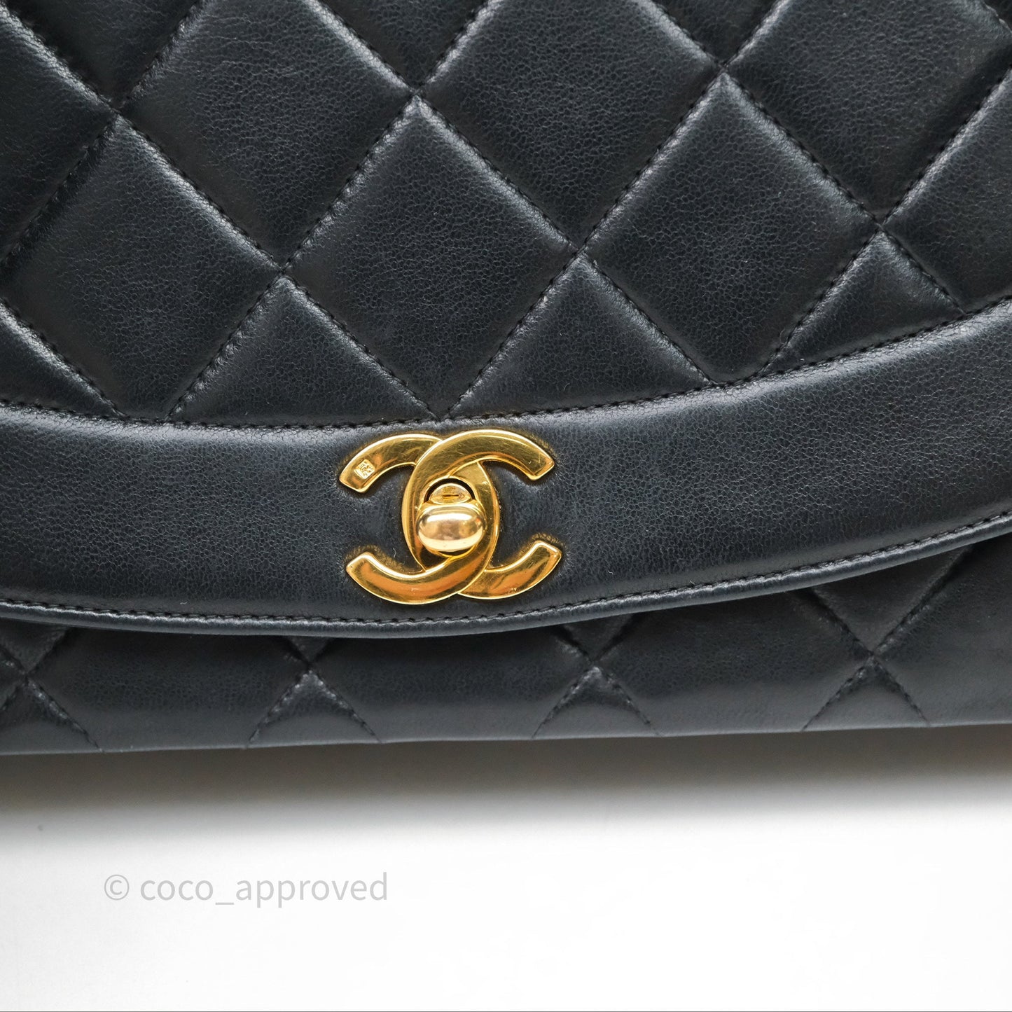 Chanel Vintage Medium Classic Diana Flap Bag Black Lambskin 24K Gold Hardware