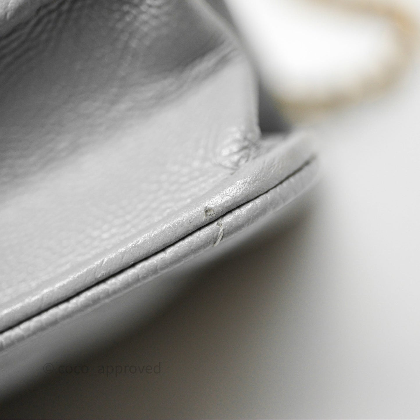 Chanel Wallet On Chain WOC Adjustable CC Chain Grey Iridescent Caviar Aged Gold Hardware