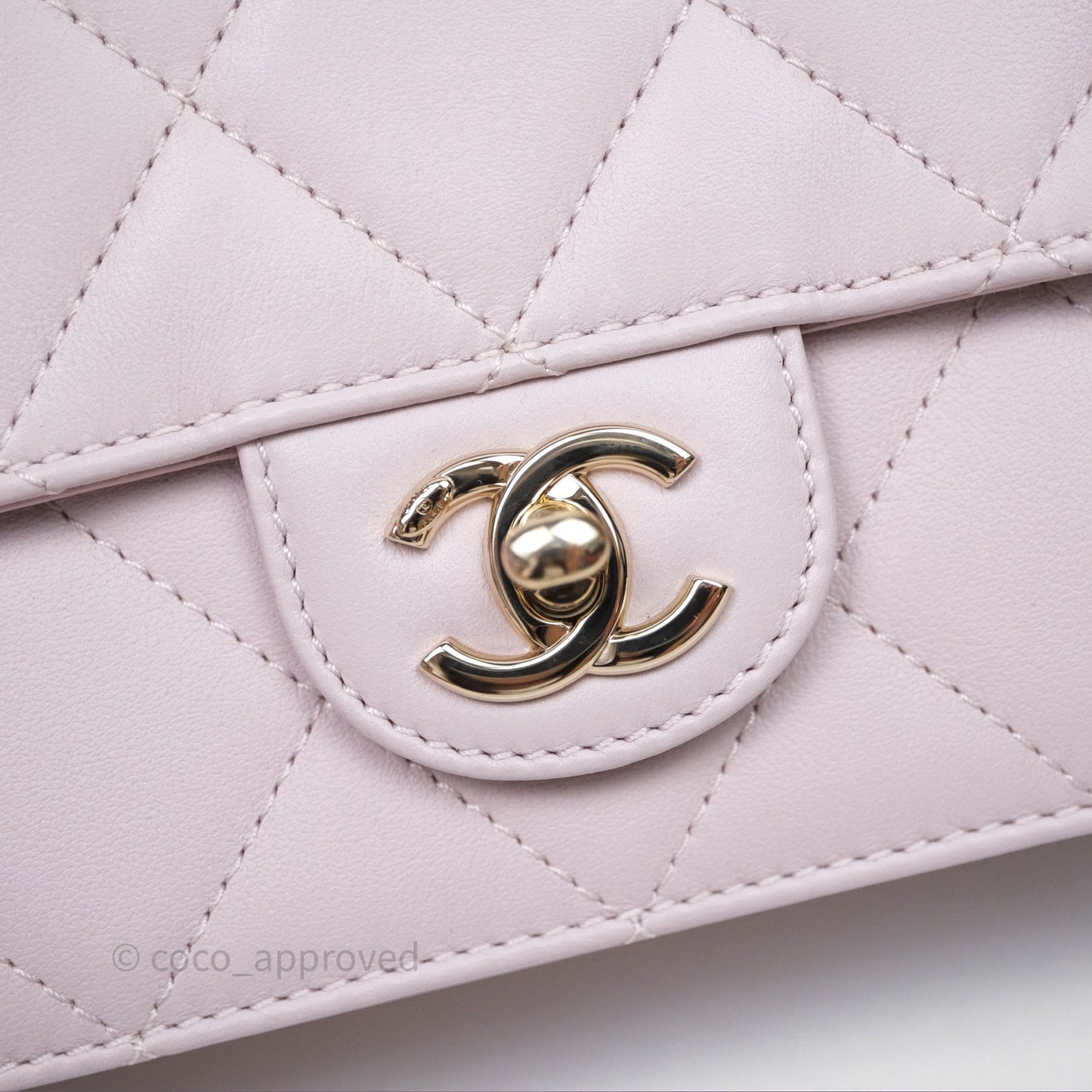 Chanel Small Coco Lady Quilted Flap Bag With Top Handle Light Pink Calfskin Gold Hardware