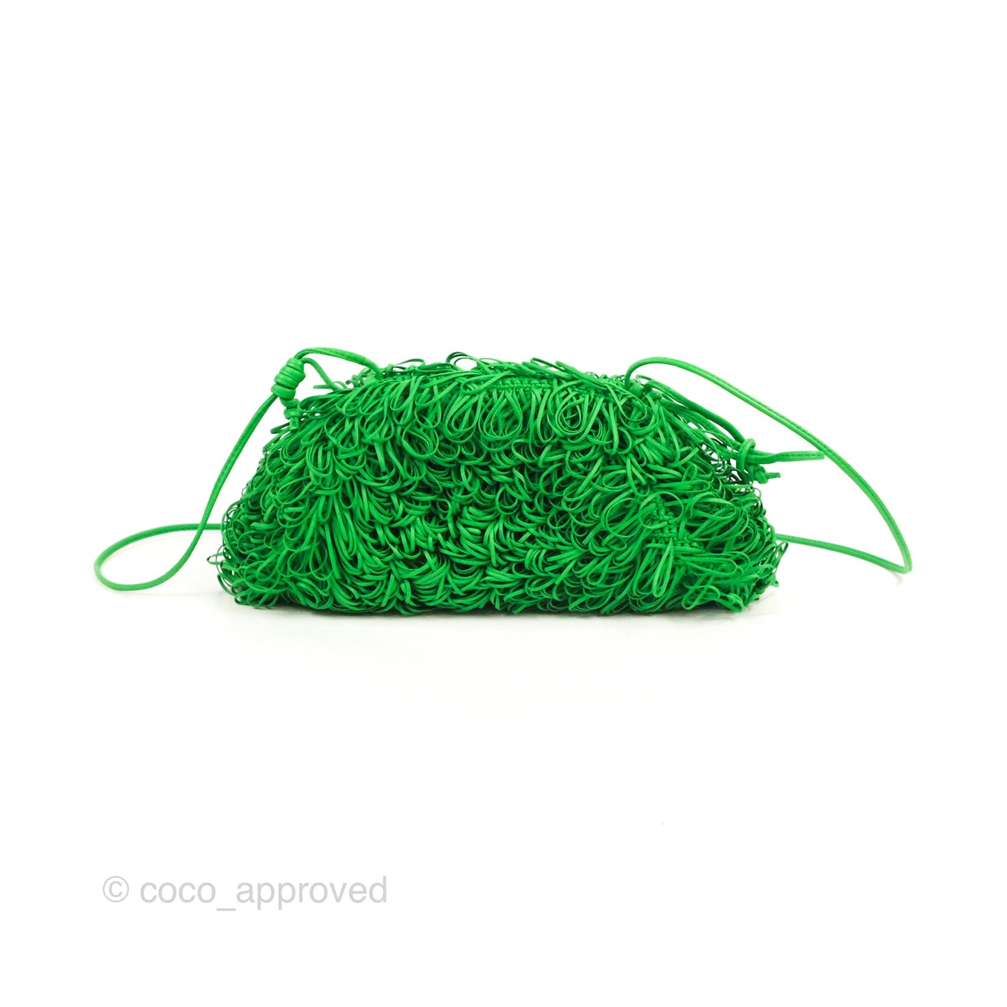Bottega Veneta The Mini Pouch Green Leather Raffia