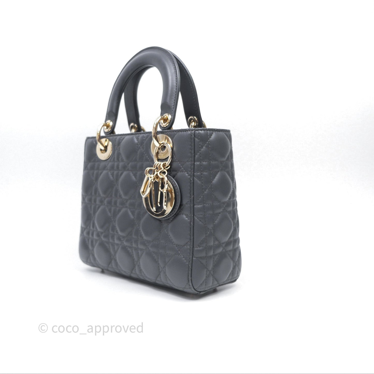 Christian Dior Small Lady Dior My ABCDior Bag Dark Grey Cannage Lambskin