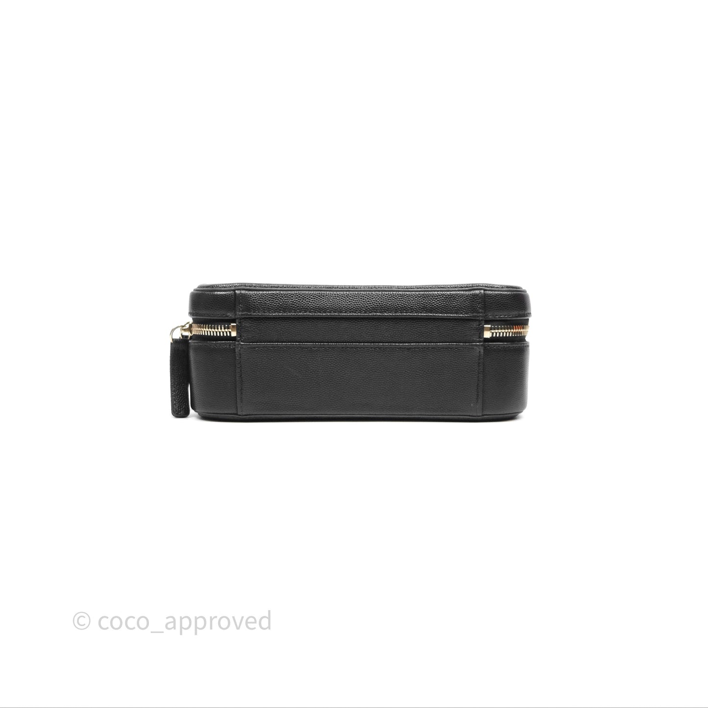 Chanel Quilted Medium CC Filigree Vanity Case Black Caviar Aged Gold Hardware