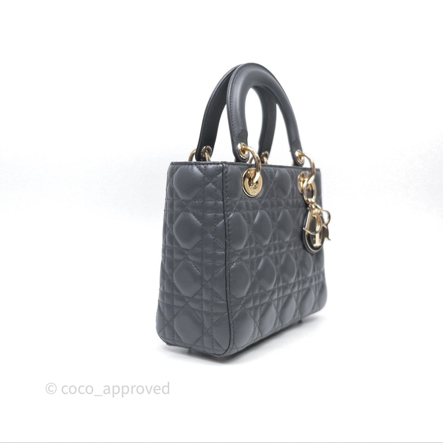 Christian Dior Small Lady Dior My ABCDior Bag Dark Grey Cannage Lambskin