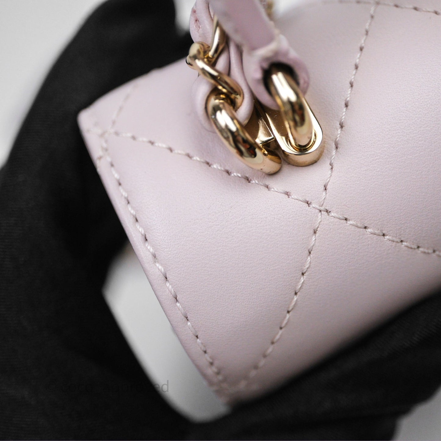Chanel Small Coco Lady Quilted Flap Bag With Top Handle Light Pink Calfskin Gold Hardware