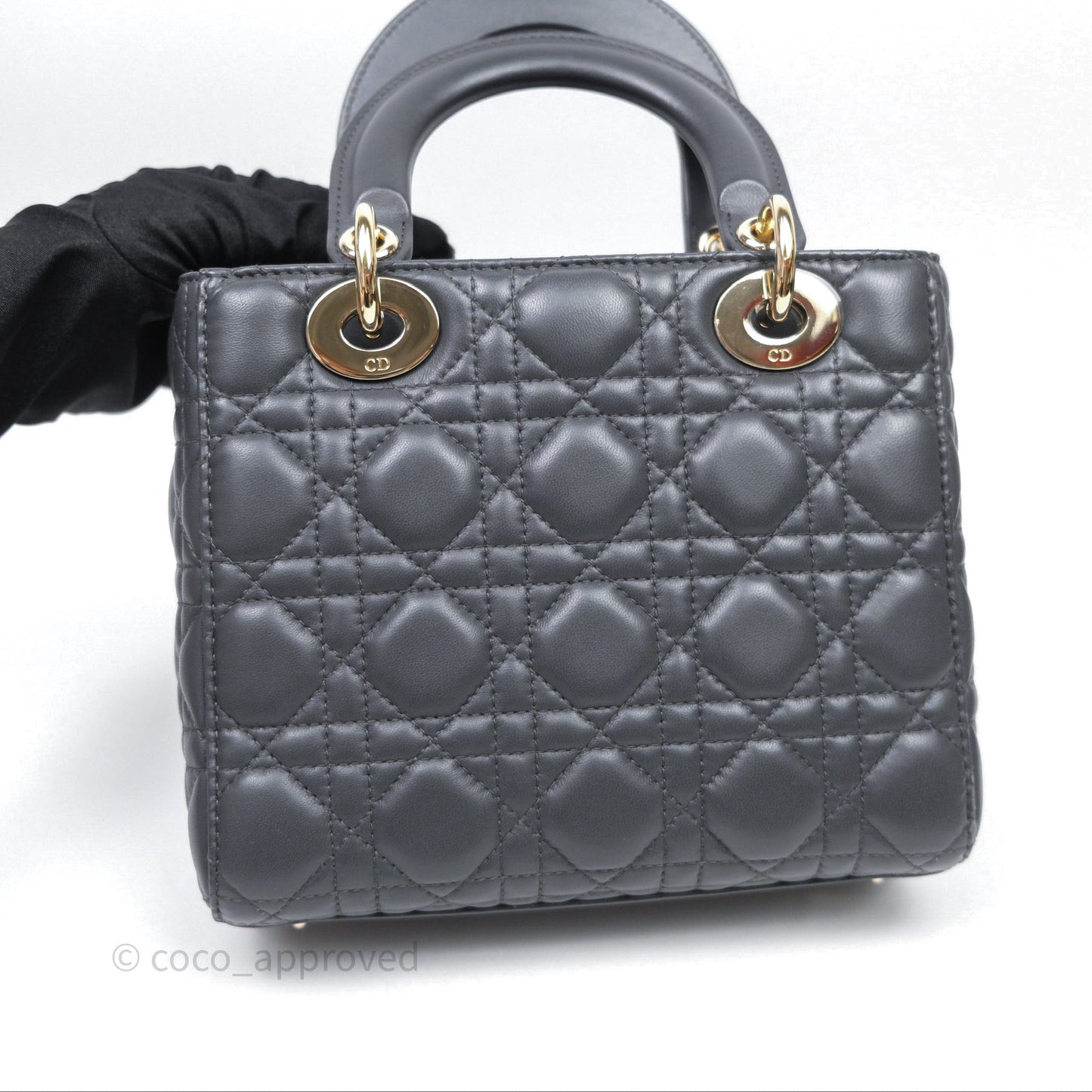 Christian Dior Small Lady Dior My ABCDior Bag Dark Grey Cannage Lambskin