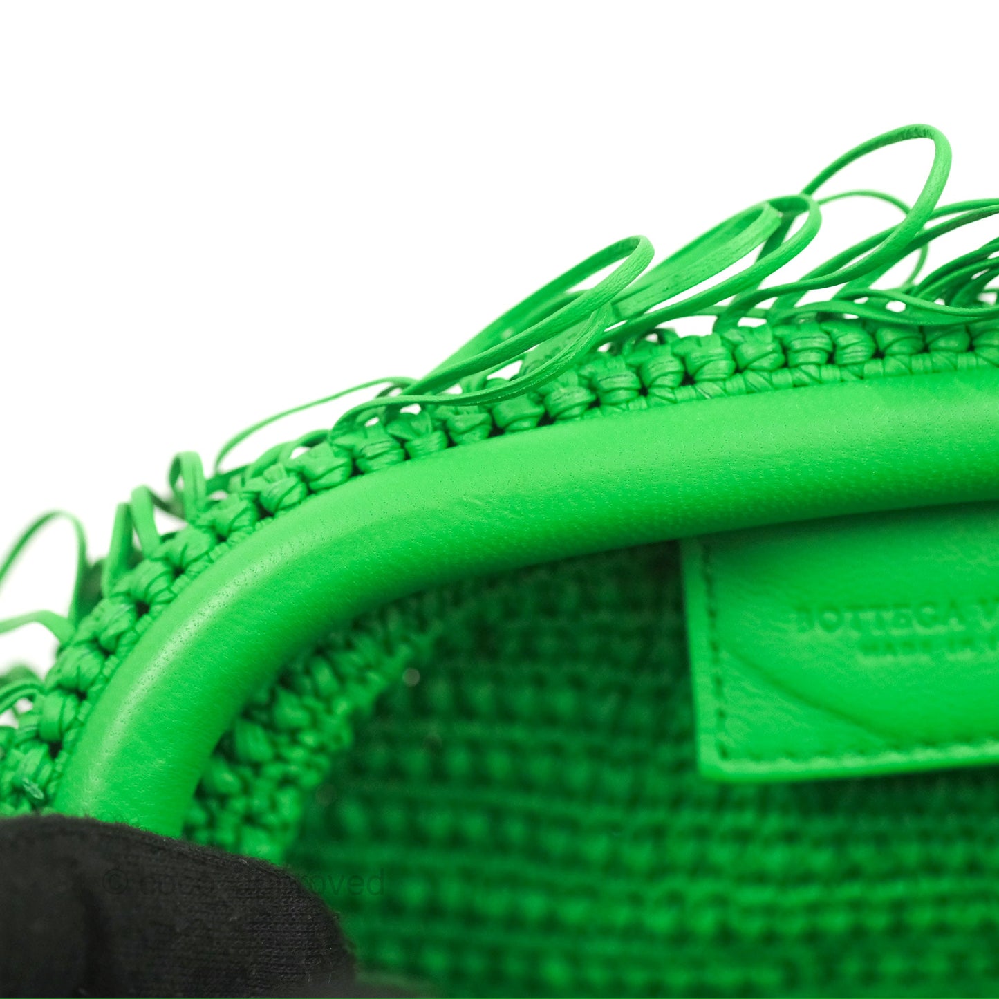 Bottega Veneta The Mini Pouch Green Leather Raffia