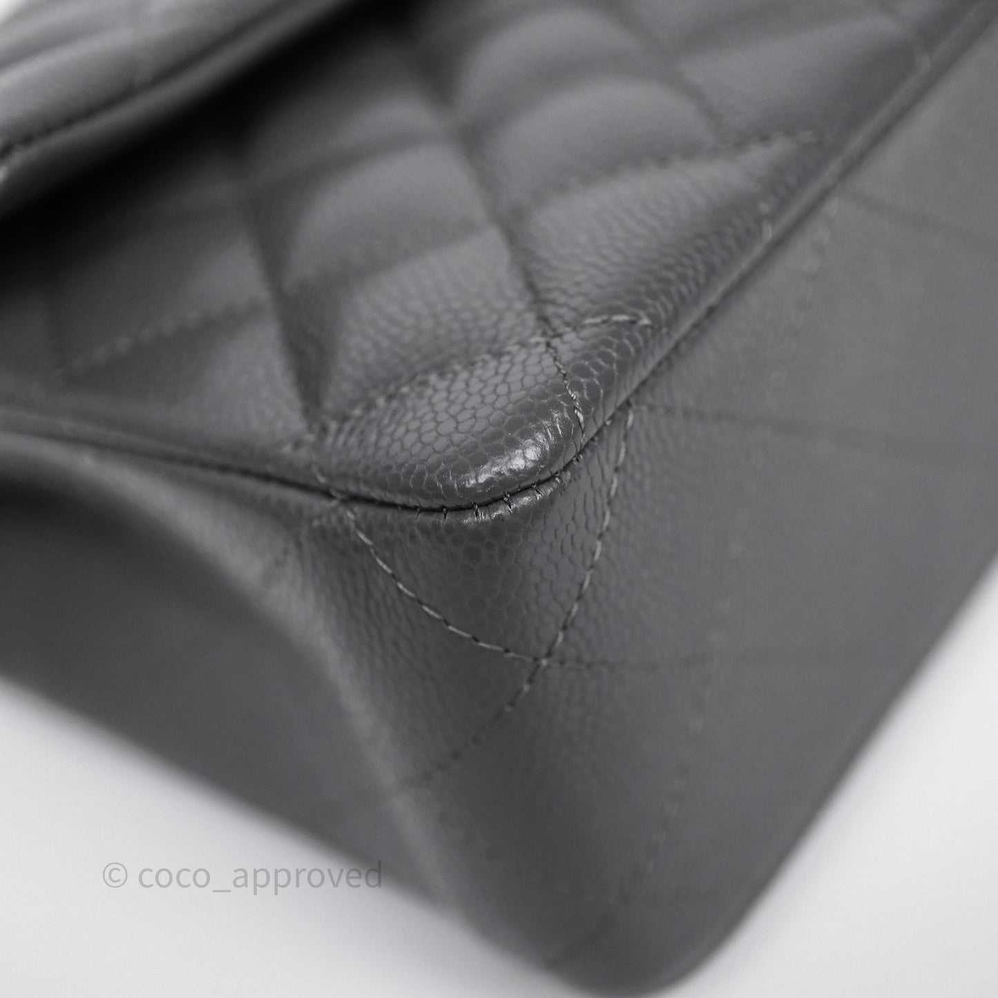 Chanel Classic M/L Medium Flap Quilted Dark Grey Caviar Gold Hardware
