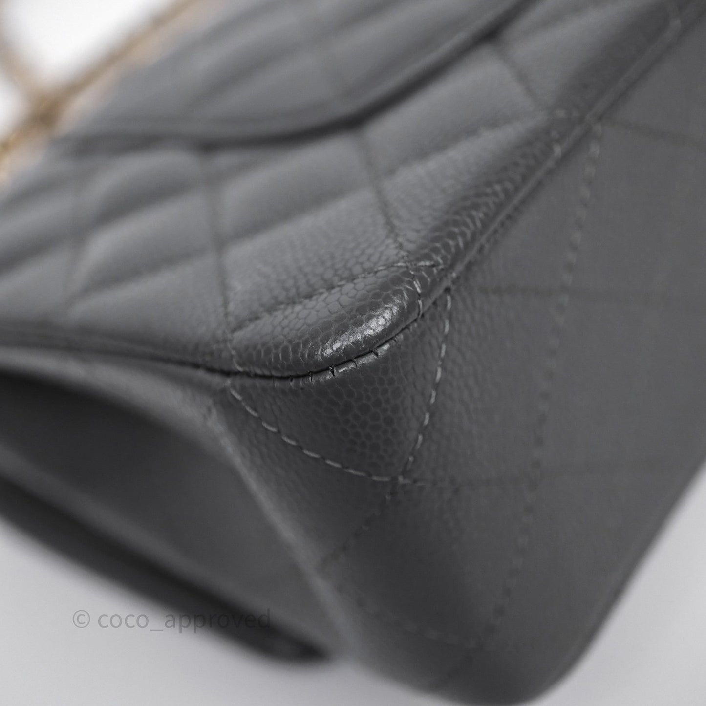 Chanel Classic M/L Medium Flap Quilted Dark Grey Caviar Gold Hardware